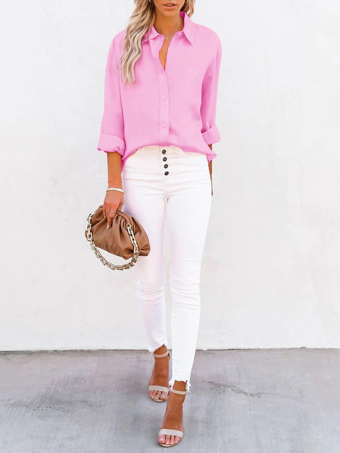 siliteelon Button Down Shirts for Women Dress Shirts Cotton Long Sleeve Collared Blouse Work Business Casual Tops - Image 5