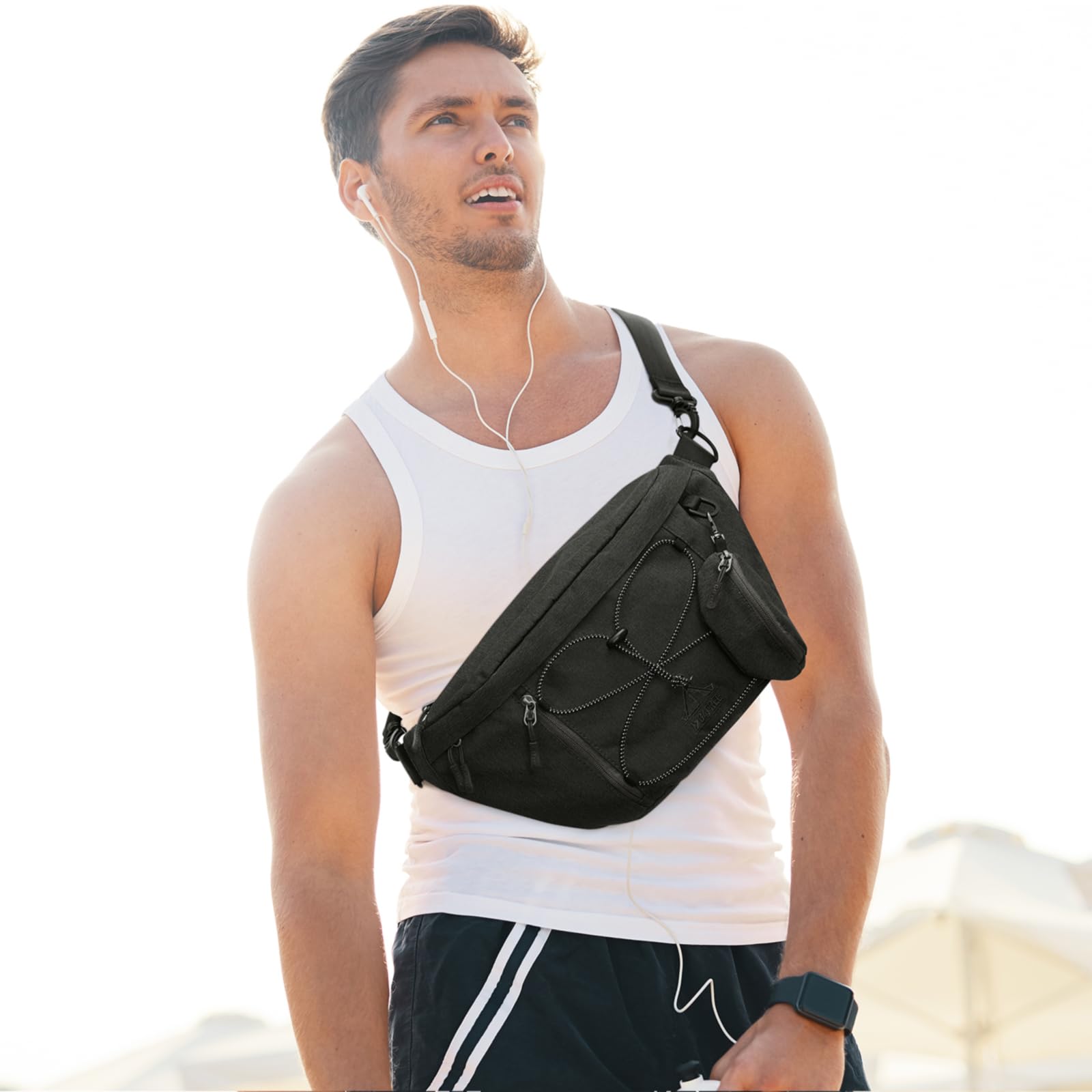 G4Free Grand Sac Banane Sac de Poitrine Sac de Taille Sac à Dos RFID pour Hommes et Femmes pour Sport Voyage Randonnée Cyclisme