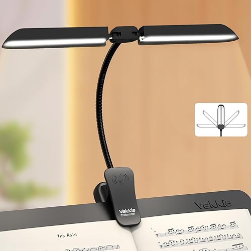 Vekkia Luz de soporte de música súper brillante de 64 LED, lámpara plegable recargable con clip, portátil profesional de 5 brillos × 3 temperatura