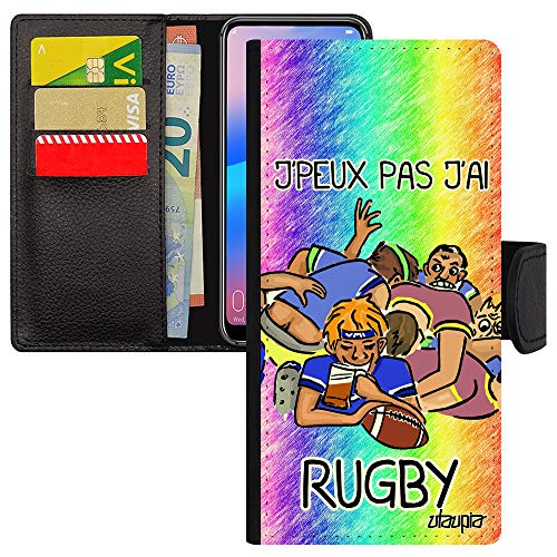Coque Rugby Redmi Note 9s étui portefeuille cuir vert avec fentes cartes Xiaomi