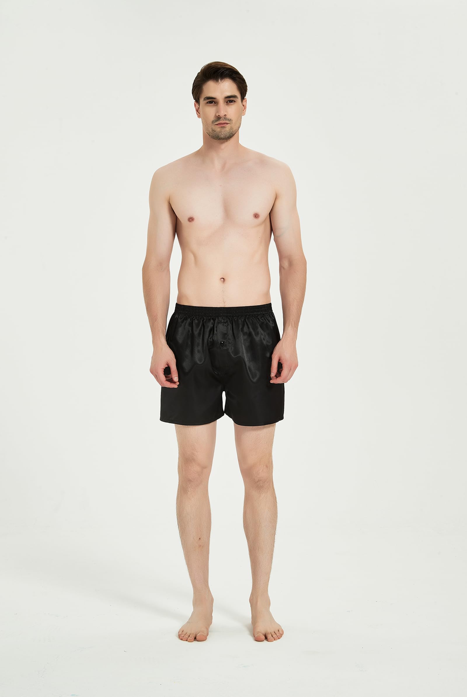JupiterSecret Boxer da Uomo in Raso Confezione Multipla Silk Feel Pantaloncini in Raso da Uomo con Chiusura a Bottoni