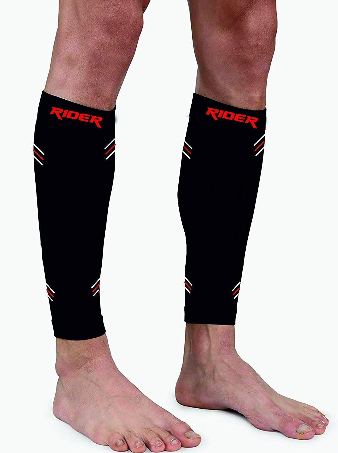 Just Rider Calf Compression Sleeves for Men & Women, Unisex. Shin Splint Leg Sleeves. Graduated Compression for Calf Strains, Shin Splints and Varicose Veins,Recovery & Prevention (Black, Medium)