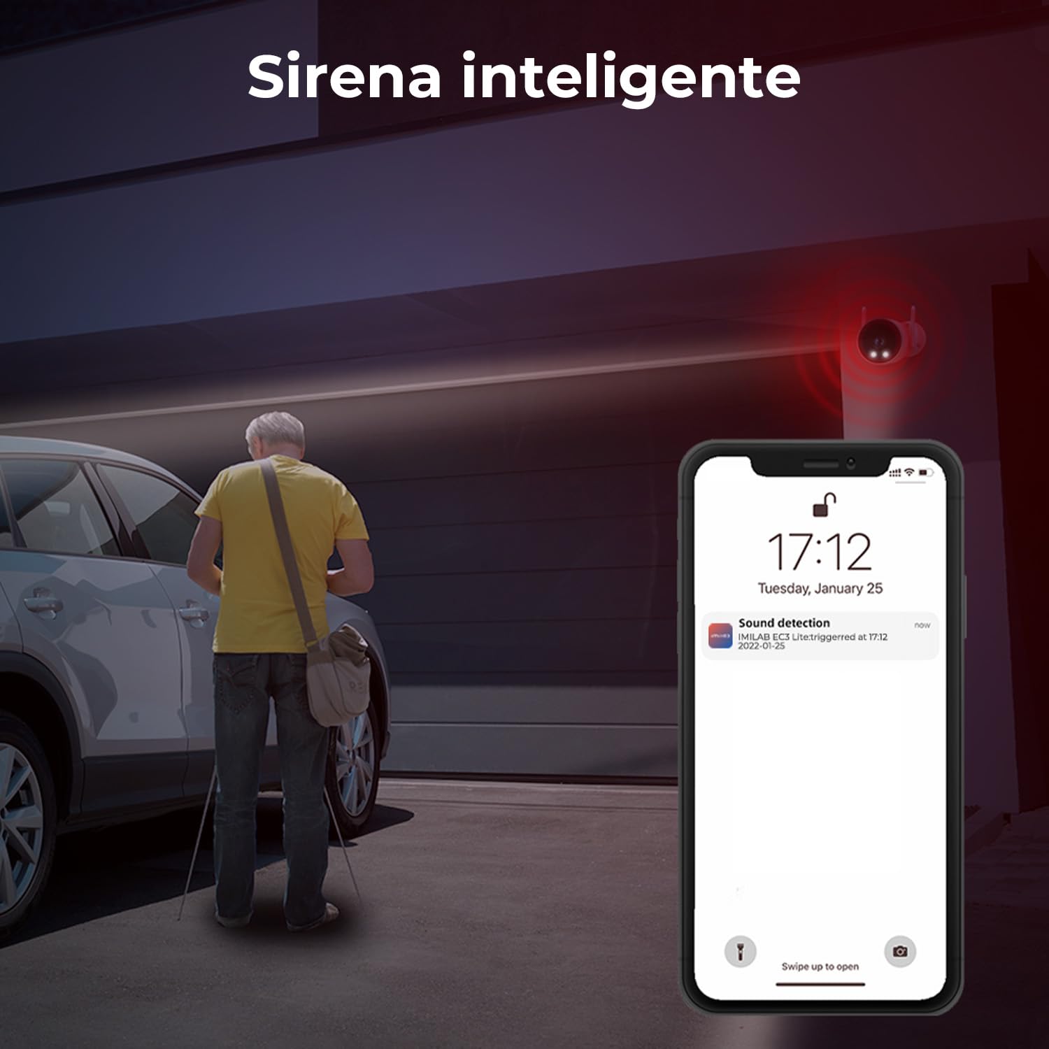 IMILAB 3MP/2K WiFi Cámara de Seguridad Exterior, Visión Nocturna en Color, Detección de Personas, Audio Bidireccional, Alertas de Movimiento, Compatible con Xiaomi Home, microSD hasta 256 GB(EC3 Lite)