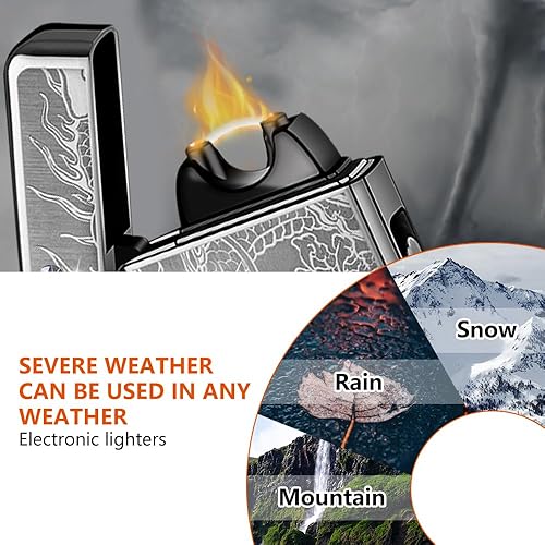 Miniatura 3 de Encendedor de dragón, encendedor de llama de plasma de arco, recargable por USB, a prueba de viento, encendedor eléctrico para vela (negro)