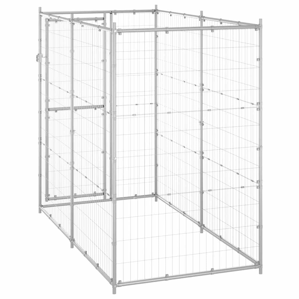 vidaXL Chenil Extérieur pour Chiens Acier Galvanisé 110x220x180 cm Enclos