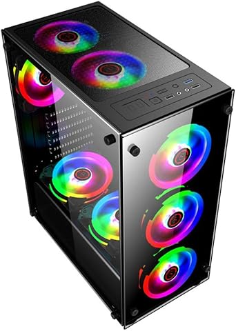 Red tide 397 * 197 * 423Mm Bricolaje Chasis Caja De La PC RGB Videojuegos, Lateral Doble Vidrio Templado Gabinete Jugador Computadora Micro ATX, ATX, ITX Informática,Componentes,Dispositivos externos,Cajas de ordenador de sobremesa