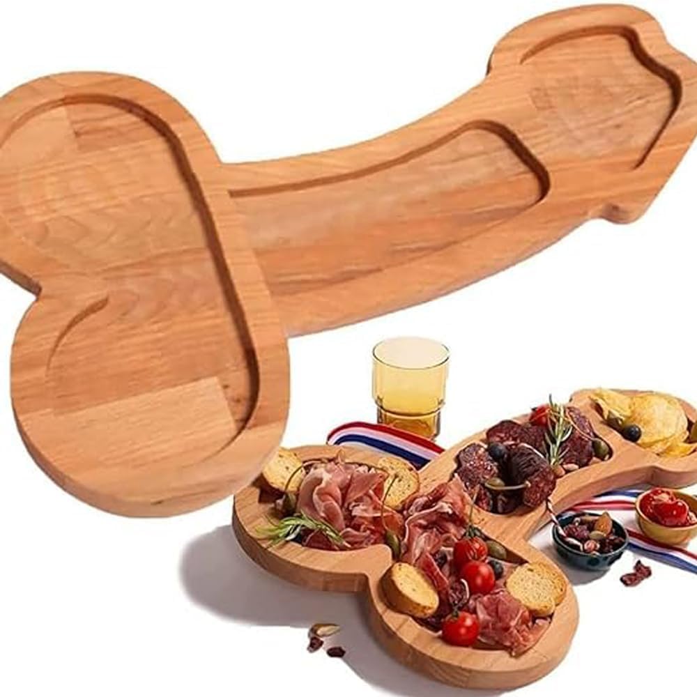 Bachelorette Party Favors Charcuterie Boards – Funny Adult Humor Wooden Appetizer & Cheese Board with 3 Compartments for Bridal Shower