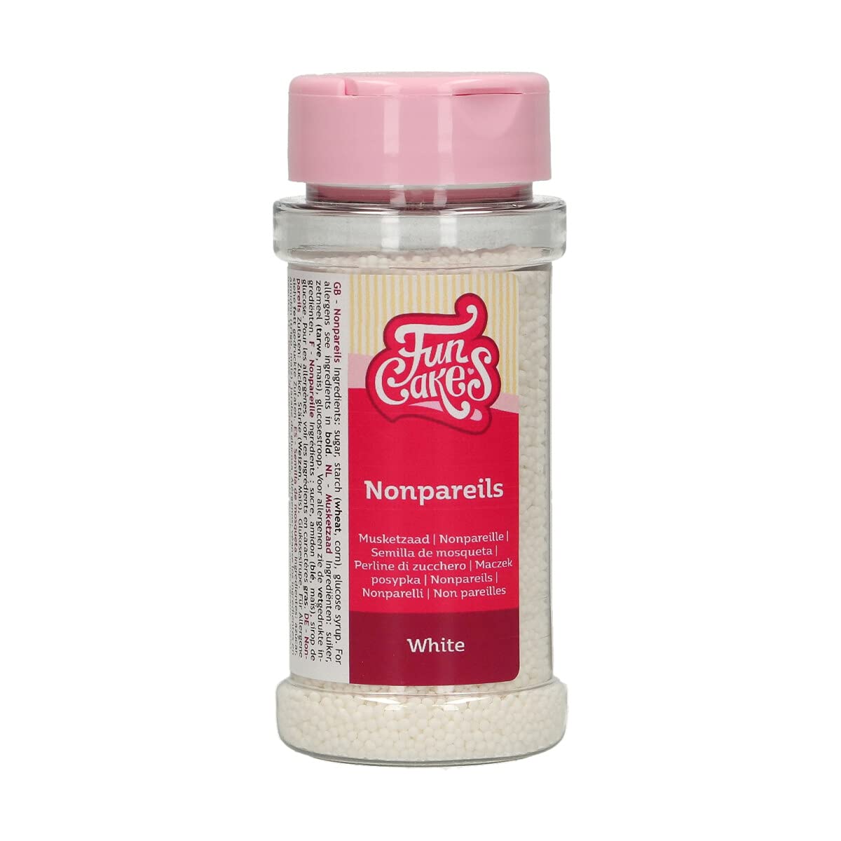 FunCakes Nonpareils Blanc: Sprinkles de gâteau, bon goût, parfait pour la décoration de gâteaux, des centaines et des milliers de sprinkles. 80 g.
