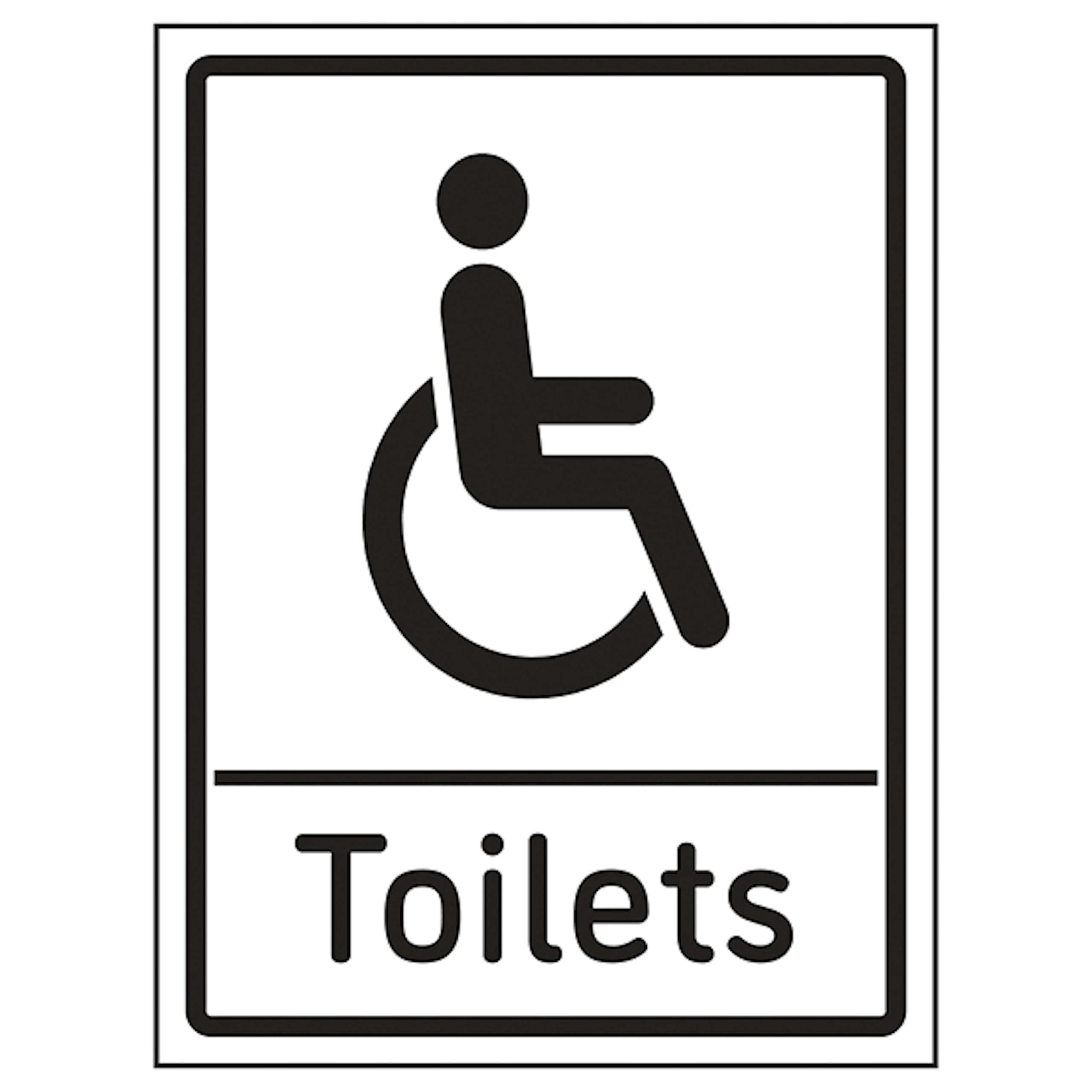V Safety Disabled Toilets 150 x 200mm - 2mm Rigid Plastic Safety Sign