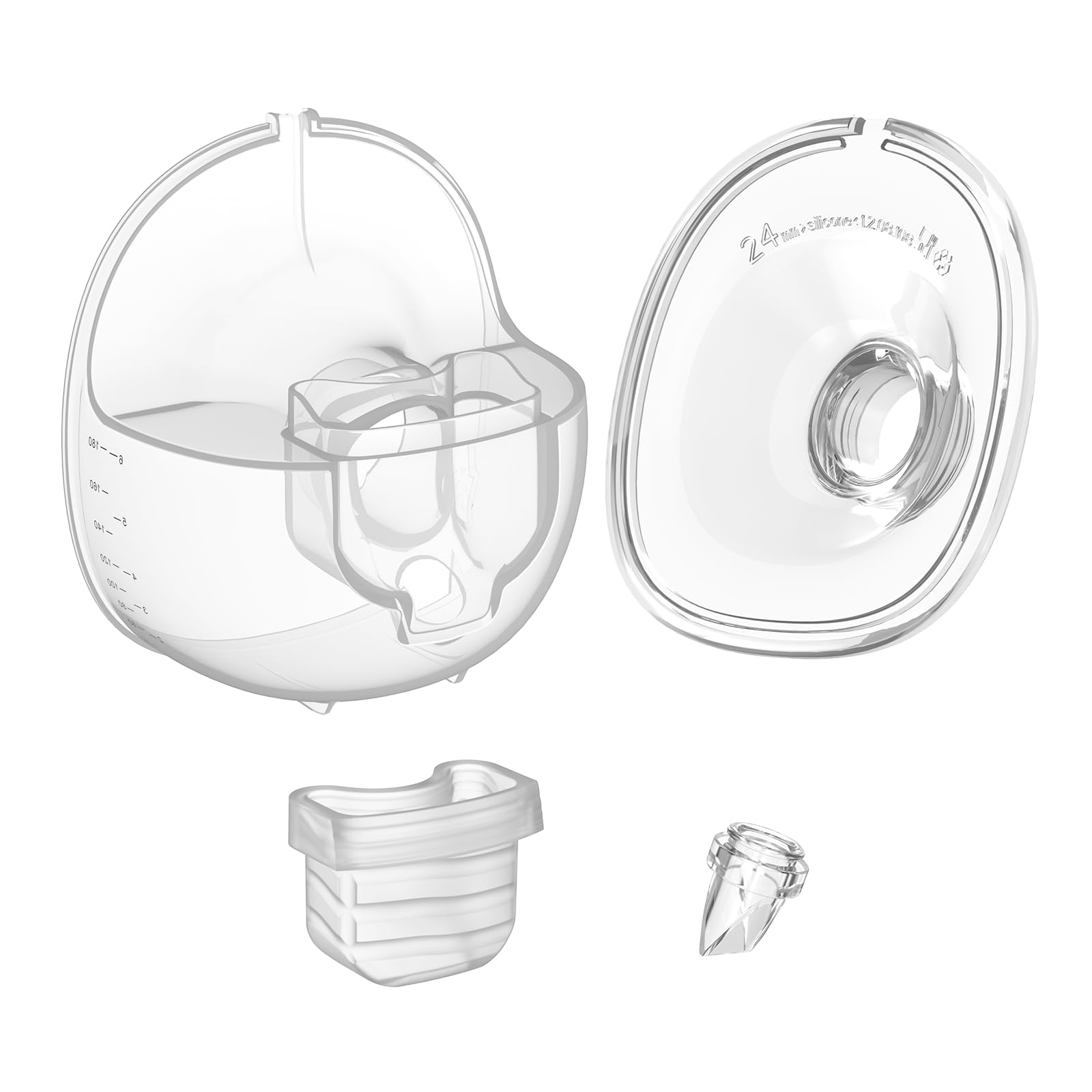 Flange Shield 24mm and Duckbill Valve and Silicone Diaphragm and Milk Collector Cup Set for Breast Pump Parts Replacement Accessories for MOMMED for Mumgaroo for MISSAA for Bioby S18 S21 4 Pcs