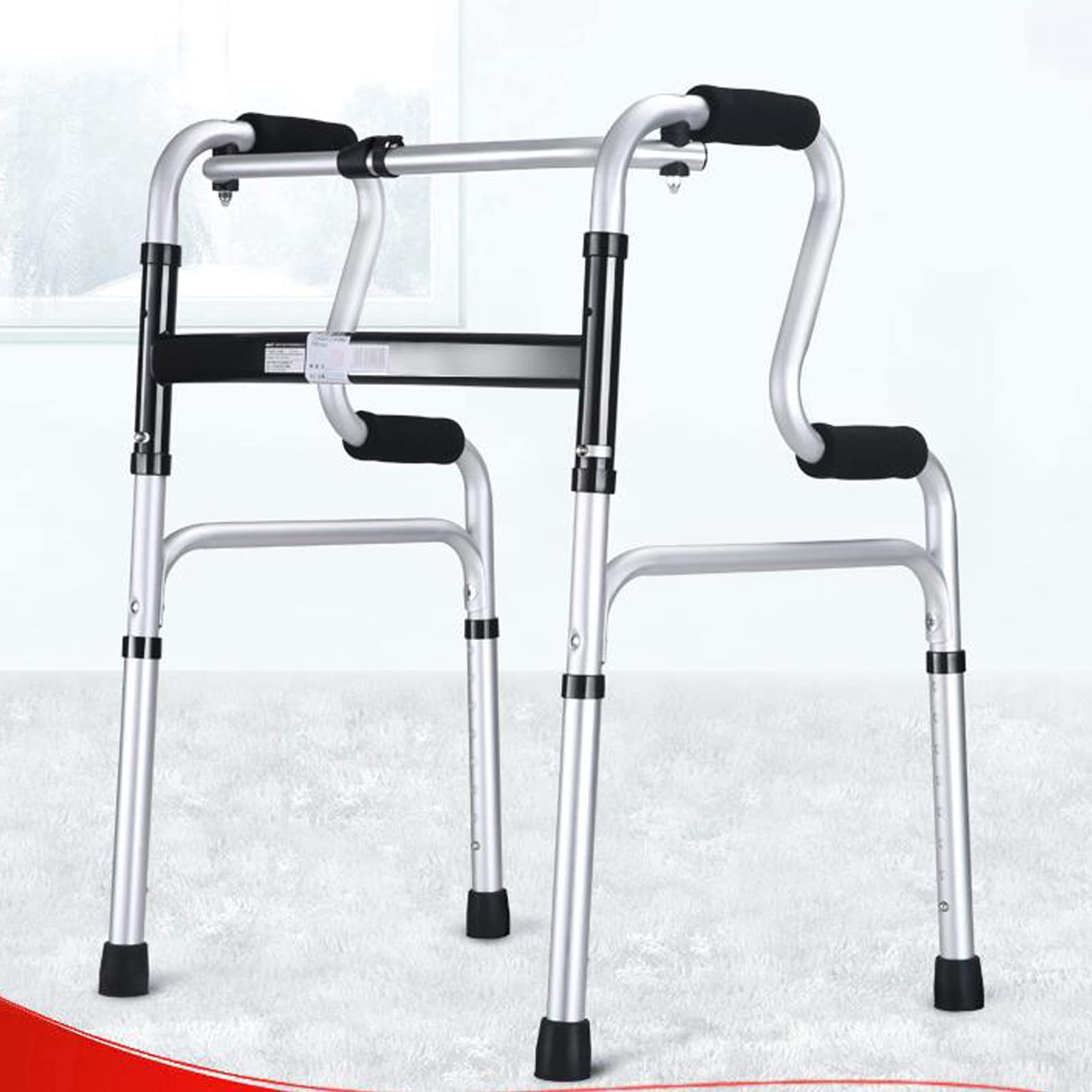 Cesta para Caminar para Personas Mayores estándar de Aluminio, Andador Plegable para Personas Mayores, Cesta para Caminar para Personas Mayores con Movilidad de Altura Ajustable pa