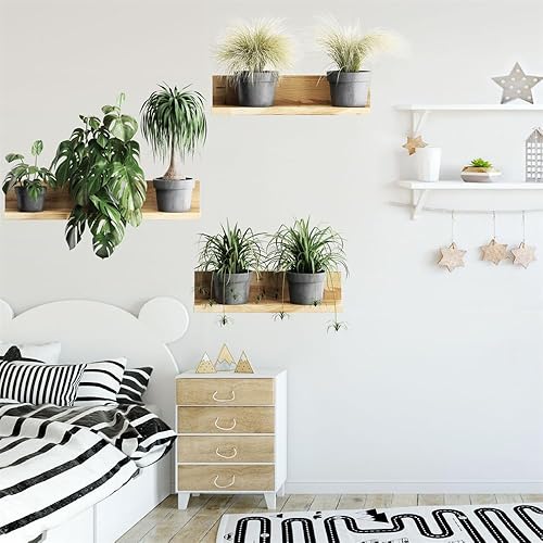 Miniatura 5 de Calcomanías de pared de plantas con hojas verdes, calcomanías de pared creativas de PVC para despegar y pegar, decoración de pared extraíble para