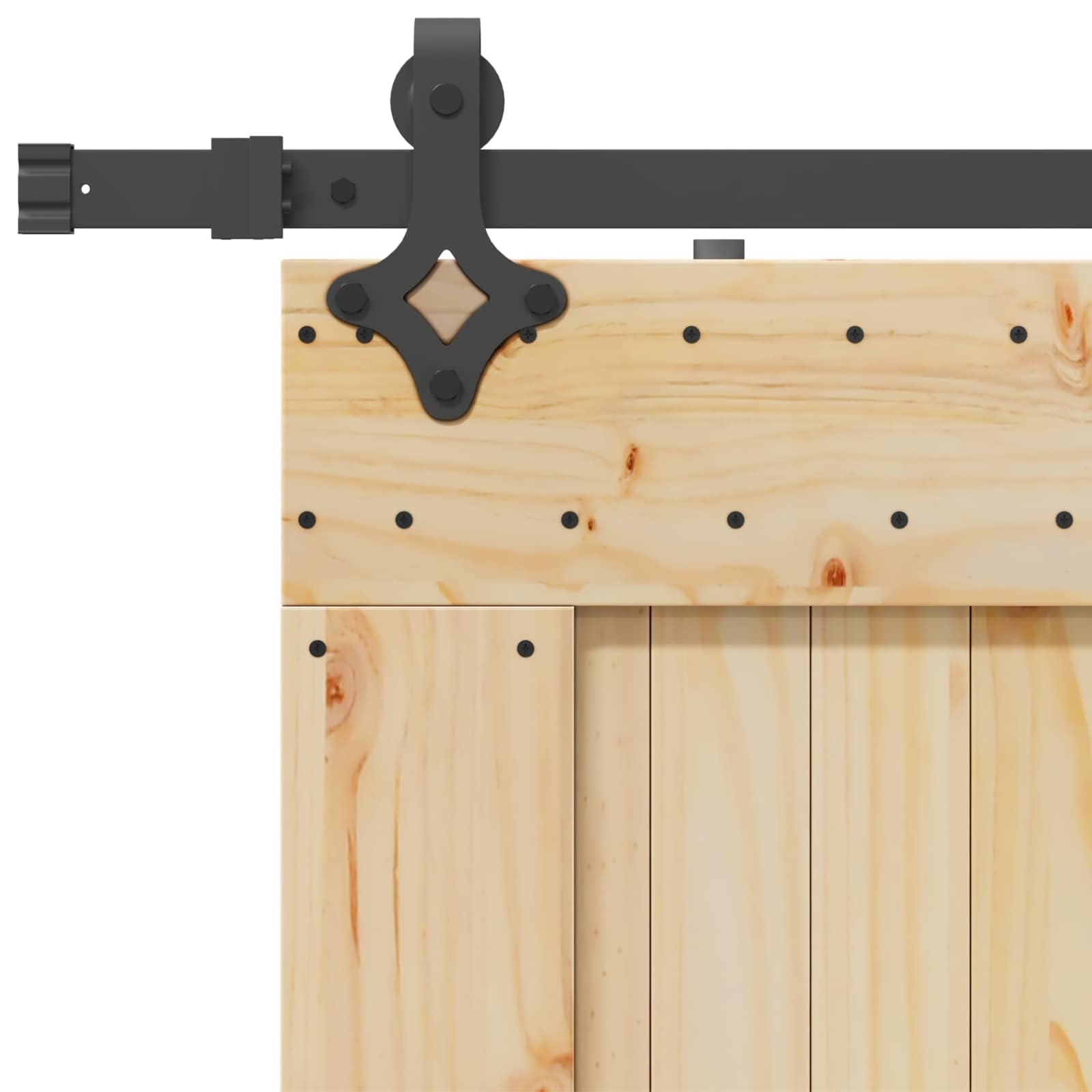 vidaXL Puerta Corredera Narvik Natural y Negro 100 x 210 cm (213,5 cm), Tira de Puerta corrediza Moderna, Granja Funcional, riel de Madera para Decorar y Dividir Espacios Interiores