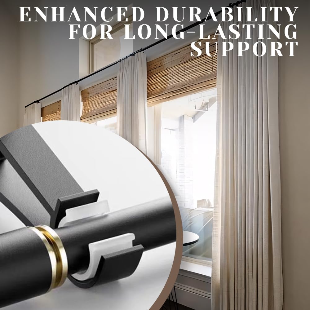 Davfiecn 2 Pack Heavy Duty Curtain Brackets for 1 Inch Drape Rods - Wall Mounted - Black - Image 3