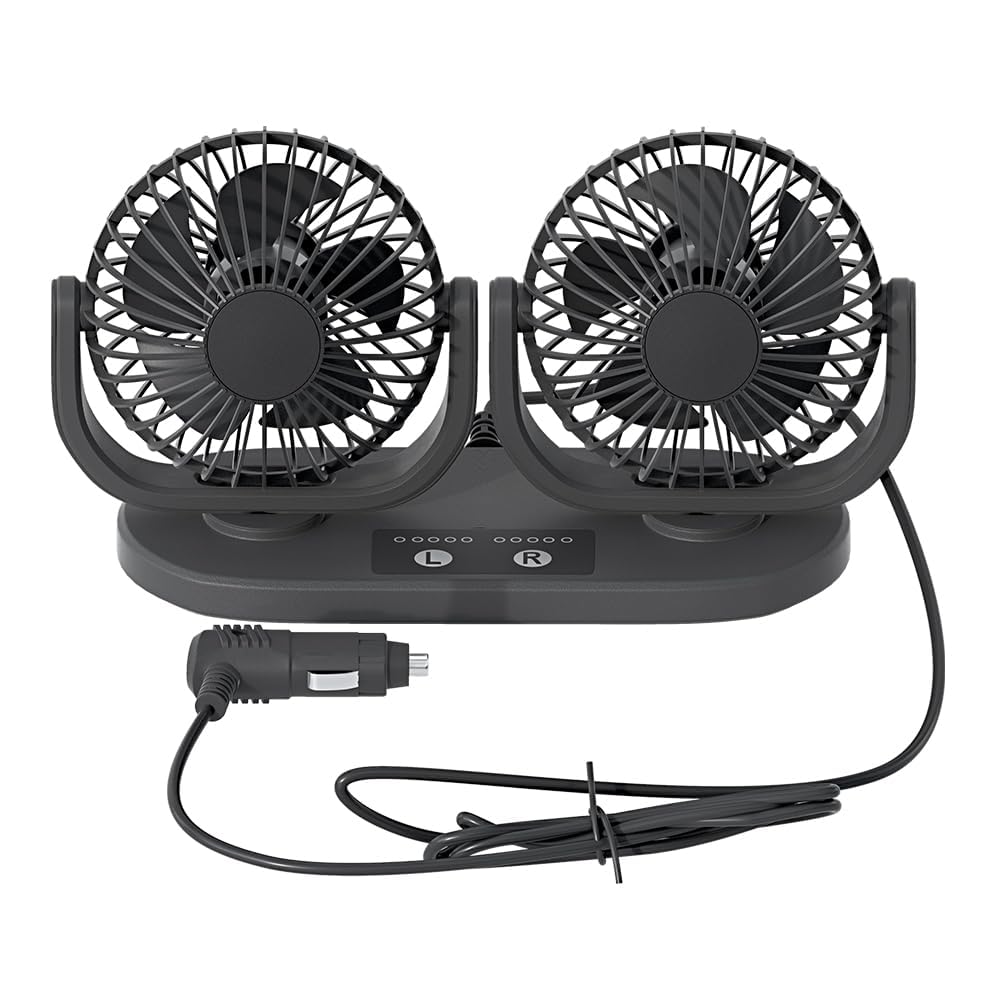 Buy XGGYA 12V DC Instrument Panel Cigarette Lighter Fan, Low Noise Dual Head Air Circulation Fan