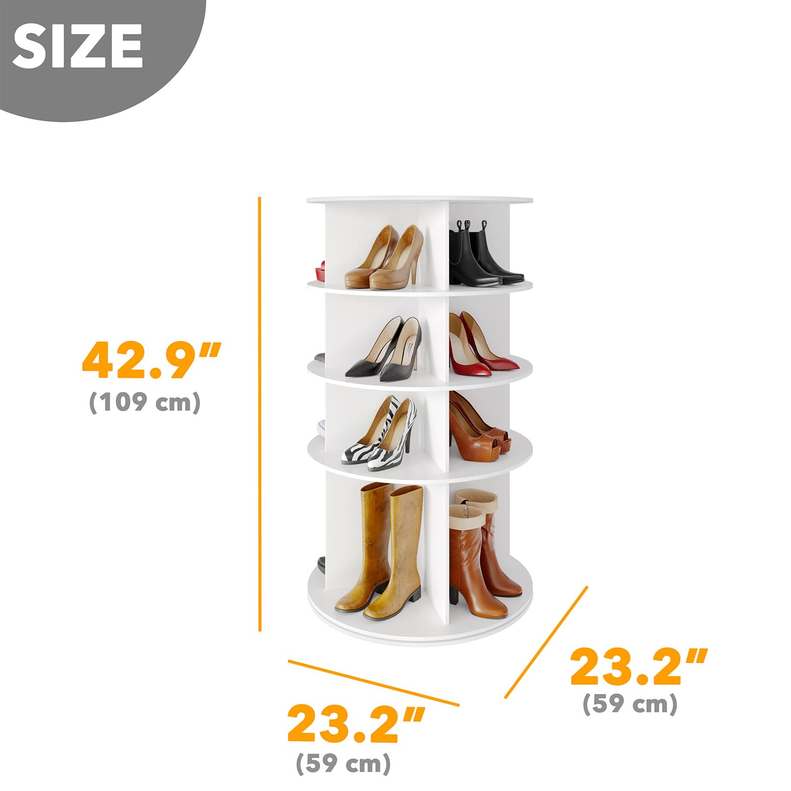 Amazon.com: SpaceAid Rotating Shoe Rack 4 Tier Organizer, High