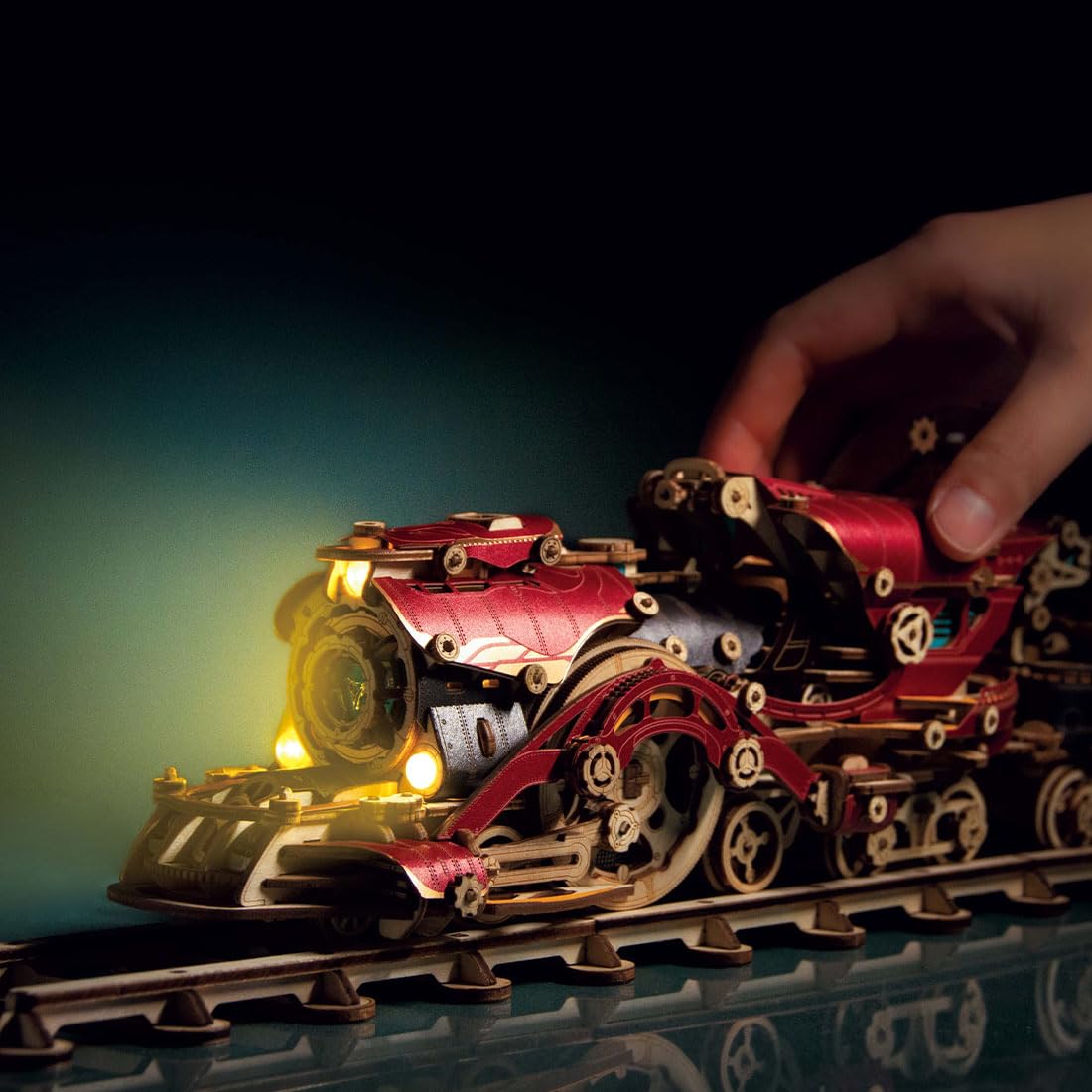 Zestaw modeli pociągu parowego 3D, wiktoriański, steampunk, DIY, drewniane, mechaniczne puzzle ze światłami LED, rękodzieło edukacyjne, dekoracja domu, prezent dla dorosłych i nastolatków, 800 szt