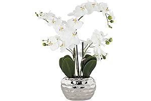 Dahlia Studios Faux Orchid in Silver Pot Home Decor