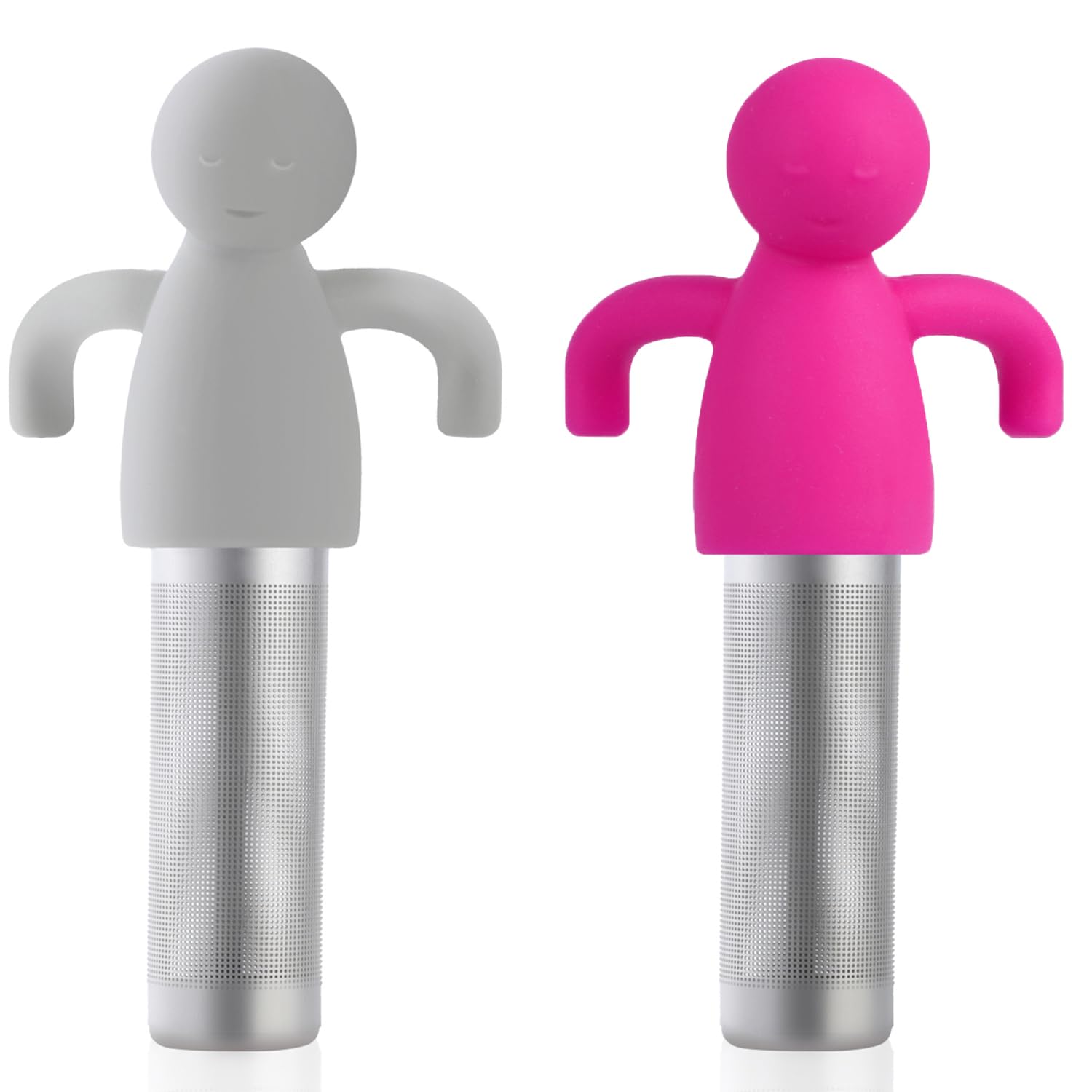 Leden Tea Infuser for Loose Tea 2 Pack Tea Steeper with Fine Mesh Stainless Steel Tea Strainer for Cup Mug, Nice Gift for Couples, Gray and Rose Red