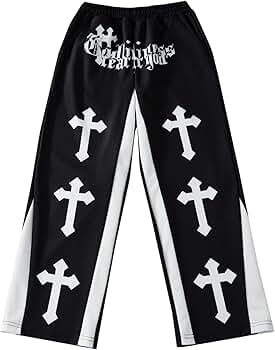 Amazon.com: SHENHE Boy's Y2K Pants Cross Print Elastic Waist
