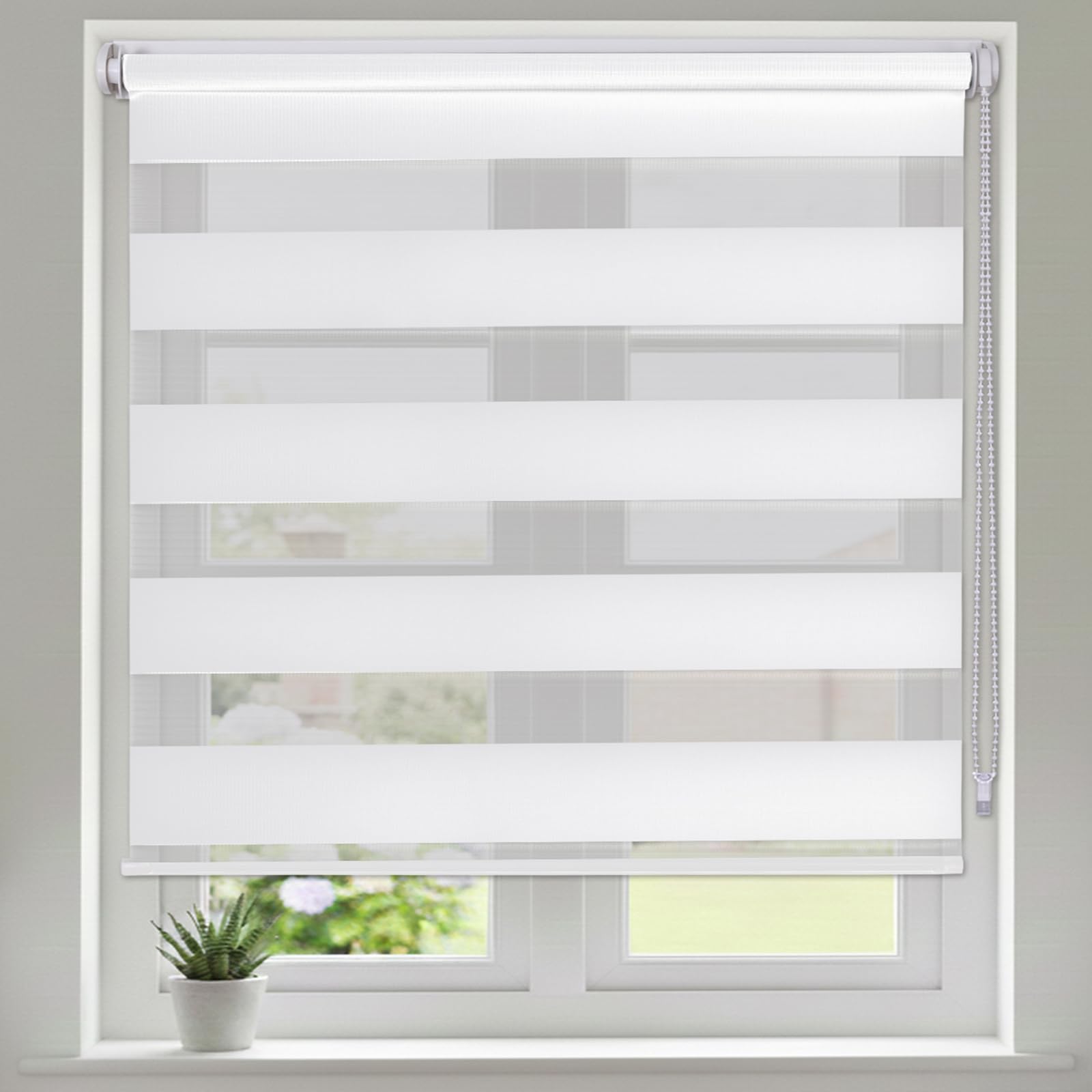 Maritown No Drill Day and Night Zebra Roller Blinds for Windows Stick on