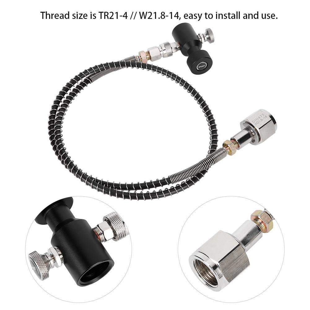 Europe TR21-4, W21.8-14 36in Spring Hose CO2 Adapter Kit Release Valve with Black ASA for/Soda Club