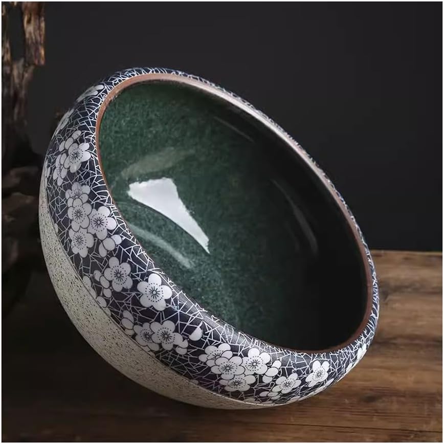 Aquarium Ceramic Fish Tank Handmade Flower Pot Desktop Fish Tank Turtle Tank Suitable for Living Room, Office and Study Room, Etc. Fish Tank Decorations (Color : A, Size : Small)