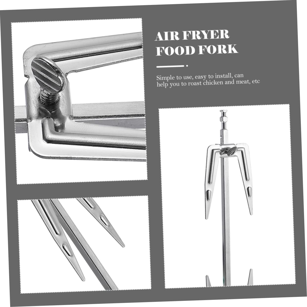 Hemobllo 3pezzi Fork per Barbecue in Acciaio Inox Forchetta per Aria Friggere Utensili da Campeggio Grigliata Facile Spiedini per Barbecue Design Robusto