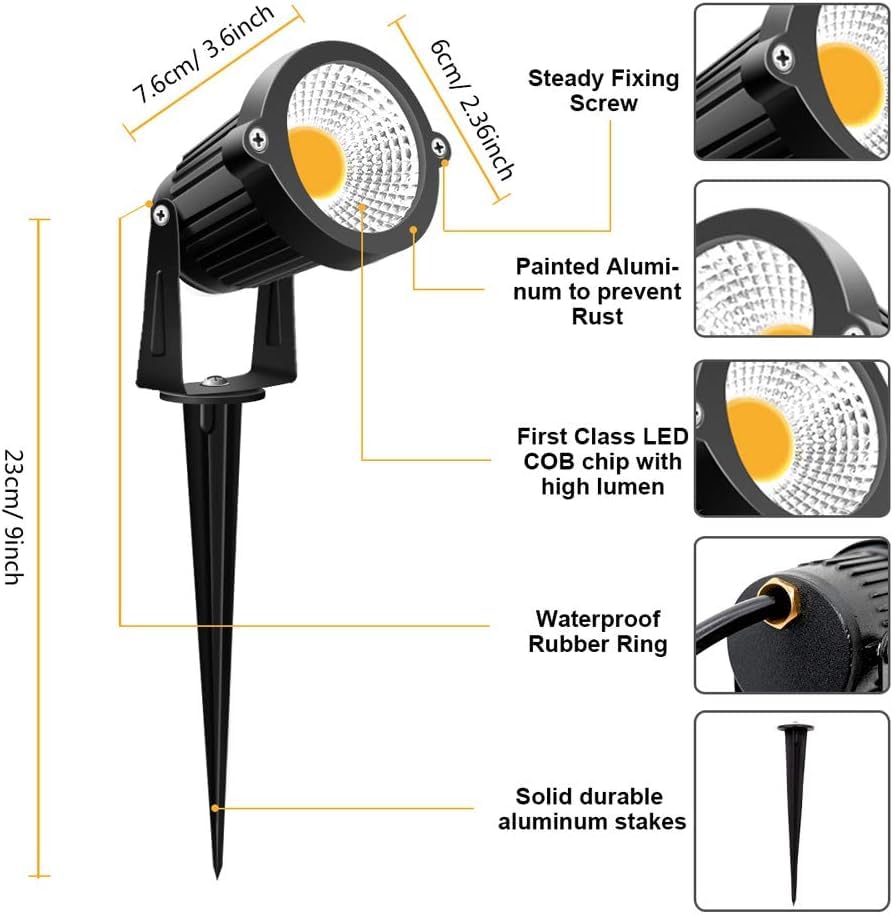 ZUCKEO Low Voltage Landscape Lights LED Outdoor Landscape Lighting Kit with Timer Transformer & Connector 5W 12V Waterproof Electric Garden Lights Pathway Walls Trees Warm White Spotlights (10 Pack)