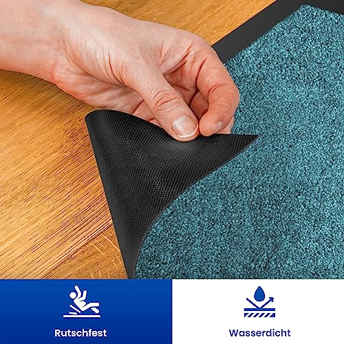 comflor Hochwertige Fußmatte Türkis 40x60 groß für Innen & Außen - Schmutzfangmatte rutschfest, waschbar & wetterfest - Fussmatte für Eingangsbereich & Aussenbereich - Läufer Flur dünn