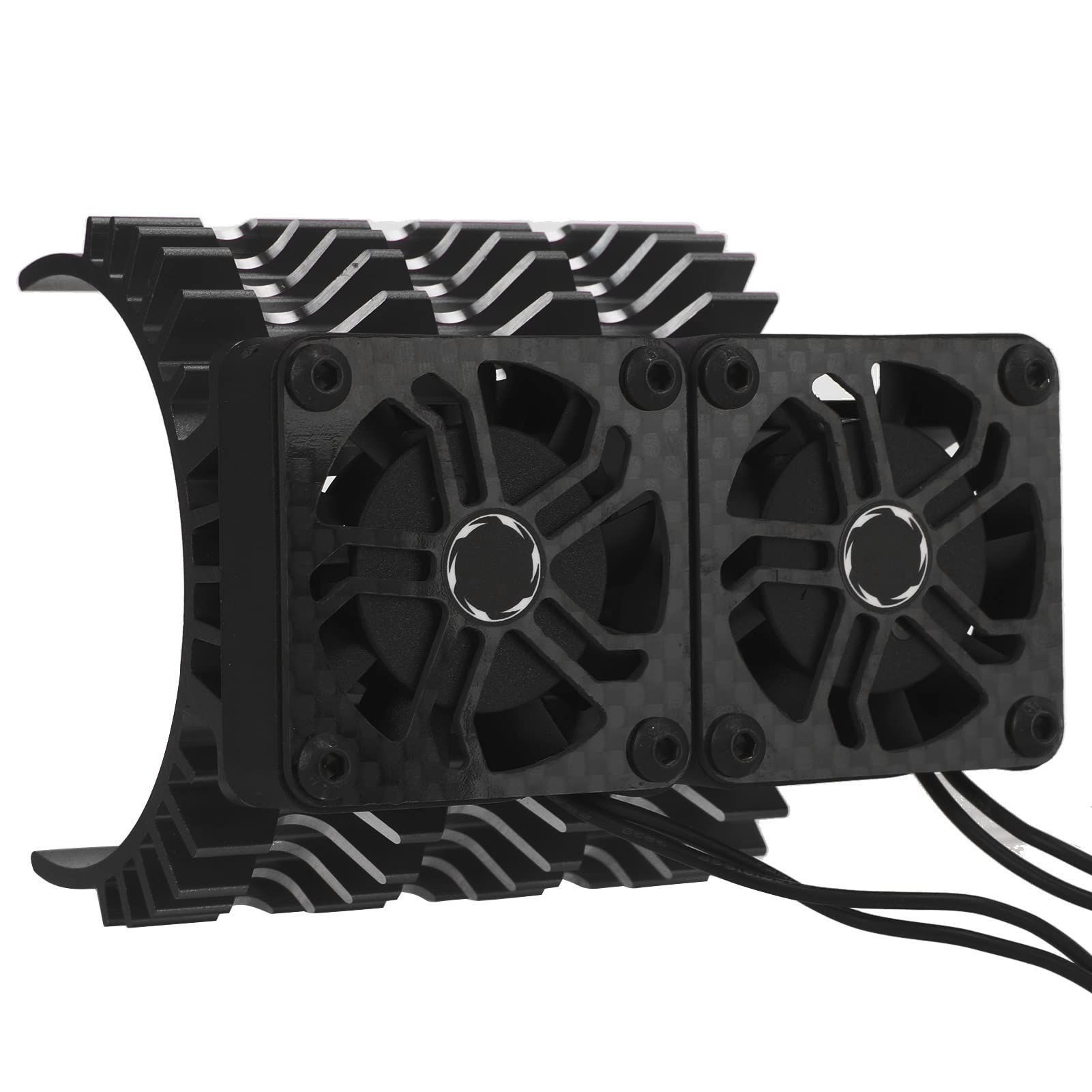 Dualer Lüftermotor, Motor, Kühlkörpermotor, Kühlgebläse, 8,4 V, 16000 U/min, Wärmeableitung [Platzhalter] mit Aluminiumlegierung und Kunststoff für 55 56 58 Mm Bürstenloser (Schwarz)