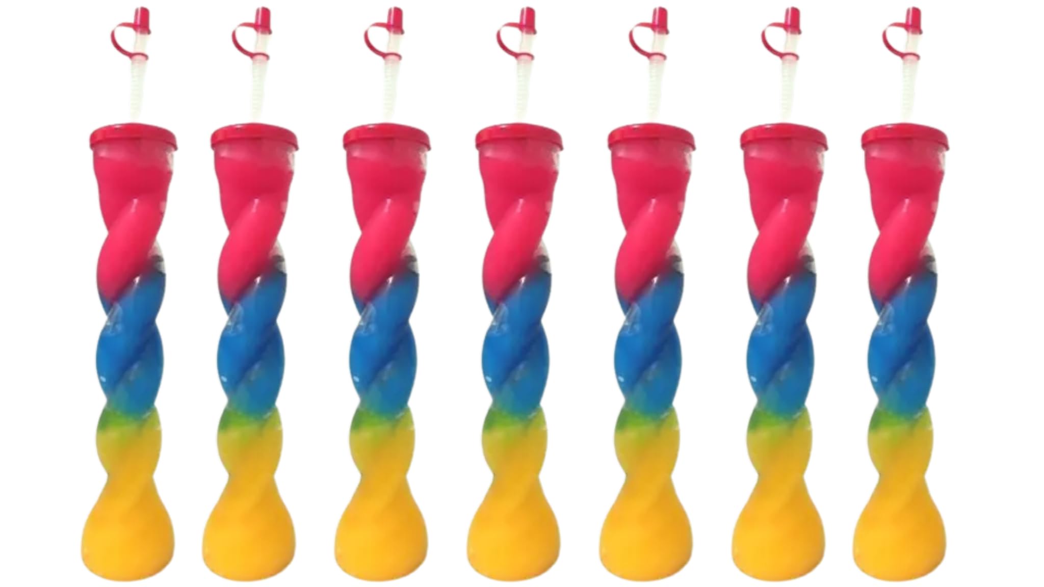 Twist Slush Yard Cups – 11oz (330ml) | Pack of 80 Cup | Transparent Cups with Lid & Straw | Perfect for Slush, Mocktails & Ice Drinks | Great for Summer Parties, Beach, Pool & Retail Use - Reusable