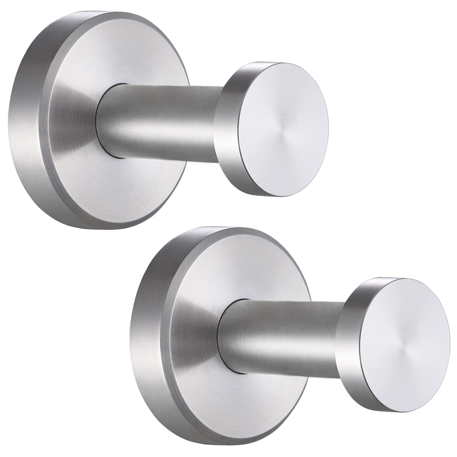 Angle Simple Bathroom Towel Hook 2 Pack, SUS304 Stainless Steel Bathrobe Coat Clothes Holder for Kitchen Cabinet Closet, Heavy Duty Wall Hook, Brushed