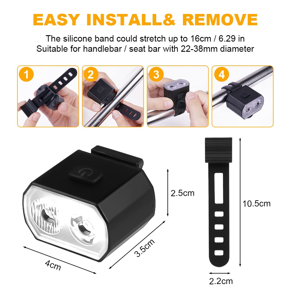 Flintronic Luci Bicicletta Led, Luci Bicicletta, Luci Bici LED, Luce per Bicicletta Ricaricabili USB Impermeabile, Per Bici da Strada Mountain Bike, Kit Ciclismo