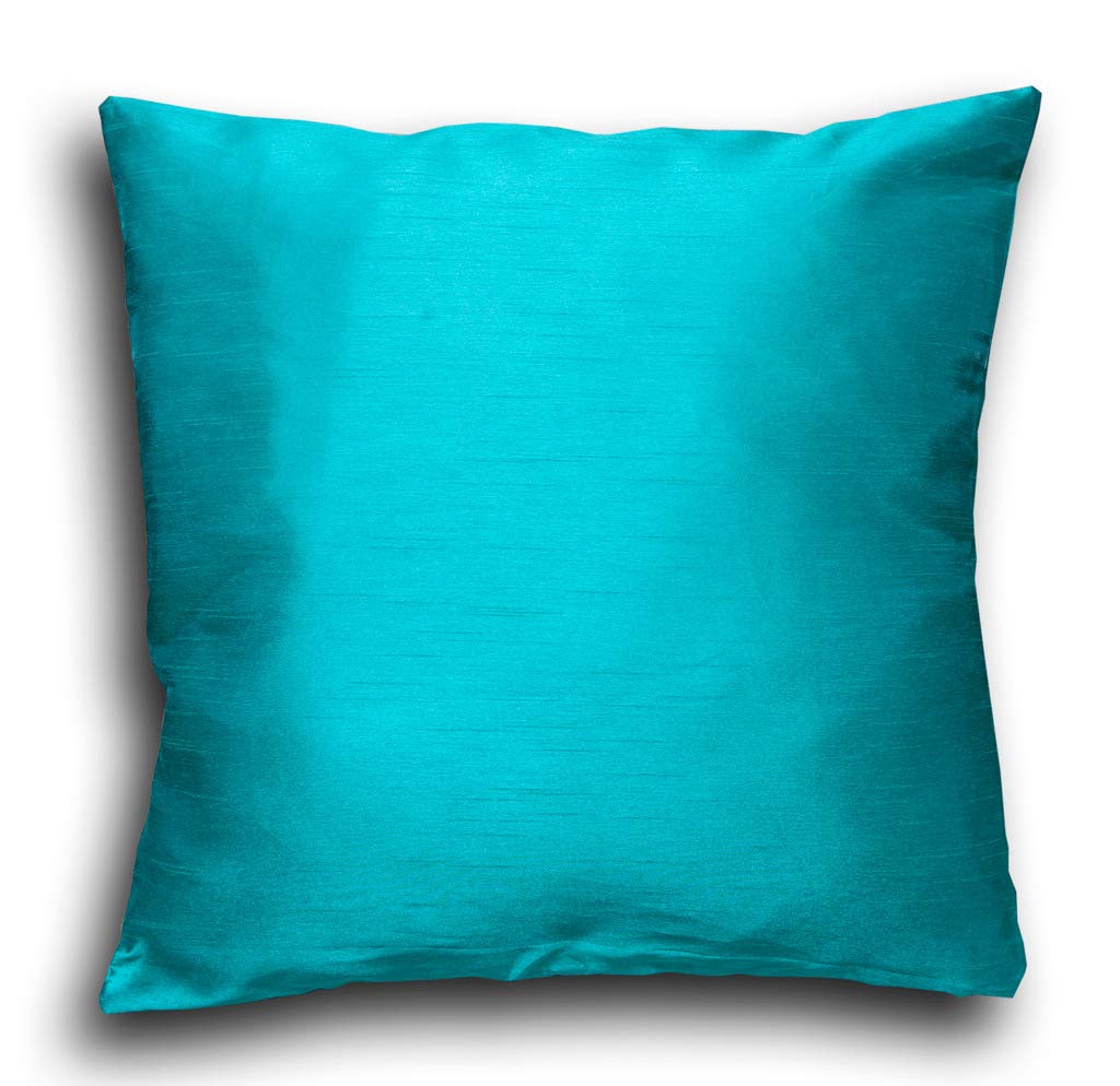 John Aird Teal Plain Faux Silk Cushion Cover 18" X 18" (Teal)