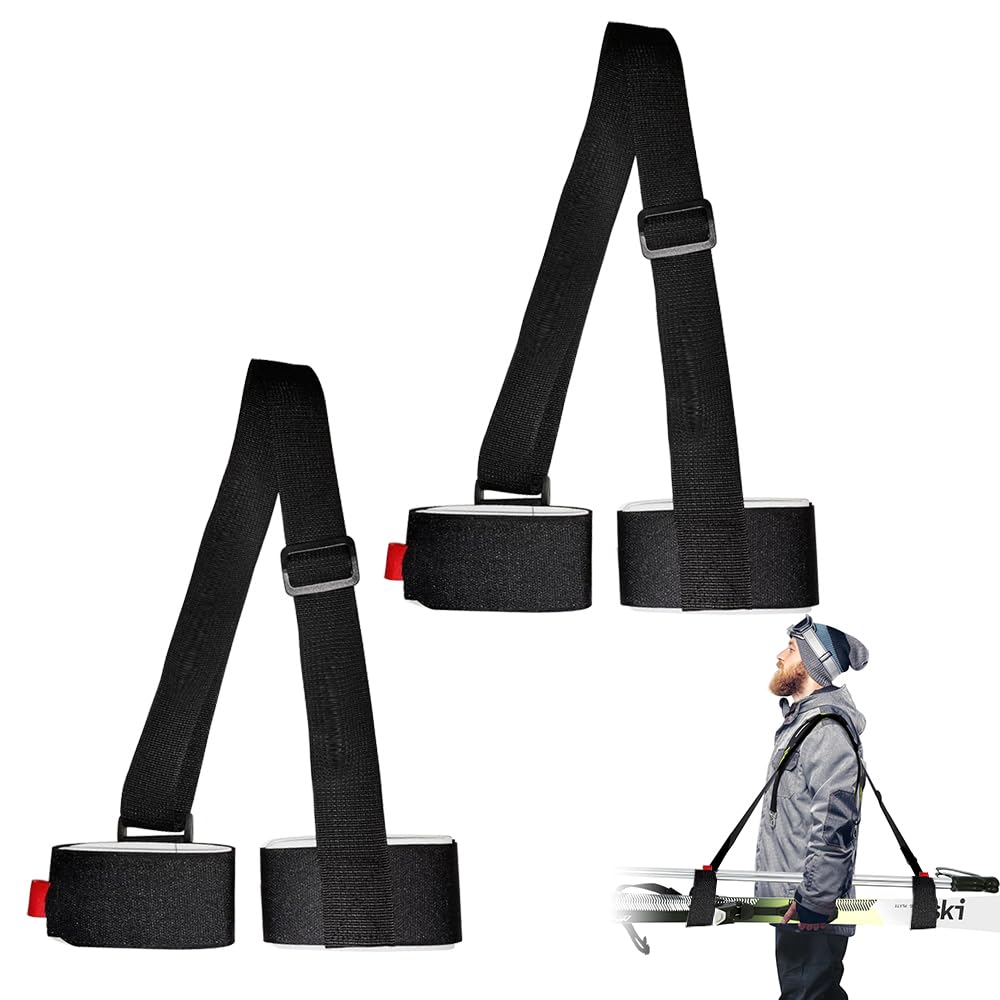 2 Pièces Sangles de Ski, Bandoulière de Ski Sangle de Ski Réglables Robustes Ski Strap Rangement à Skis Portables Sangles de Snowboard pour Transporter Facilement des Skis et des Pôles