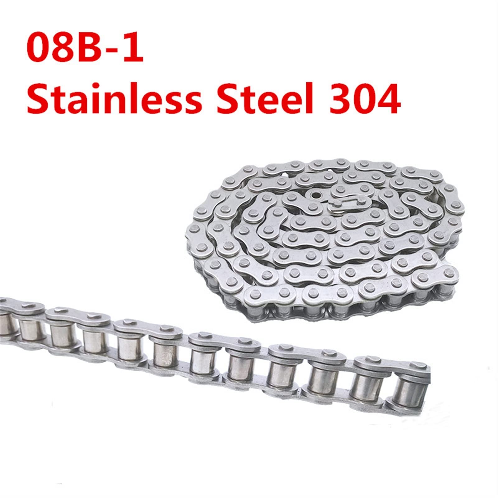1PCS 1.5m Length 120 Links 08B-1 ANSI Standard Stainless Steel Single Transmission Drive Roller Chain MINGPING