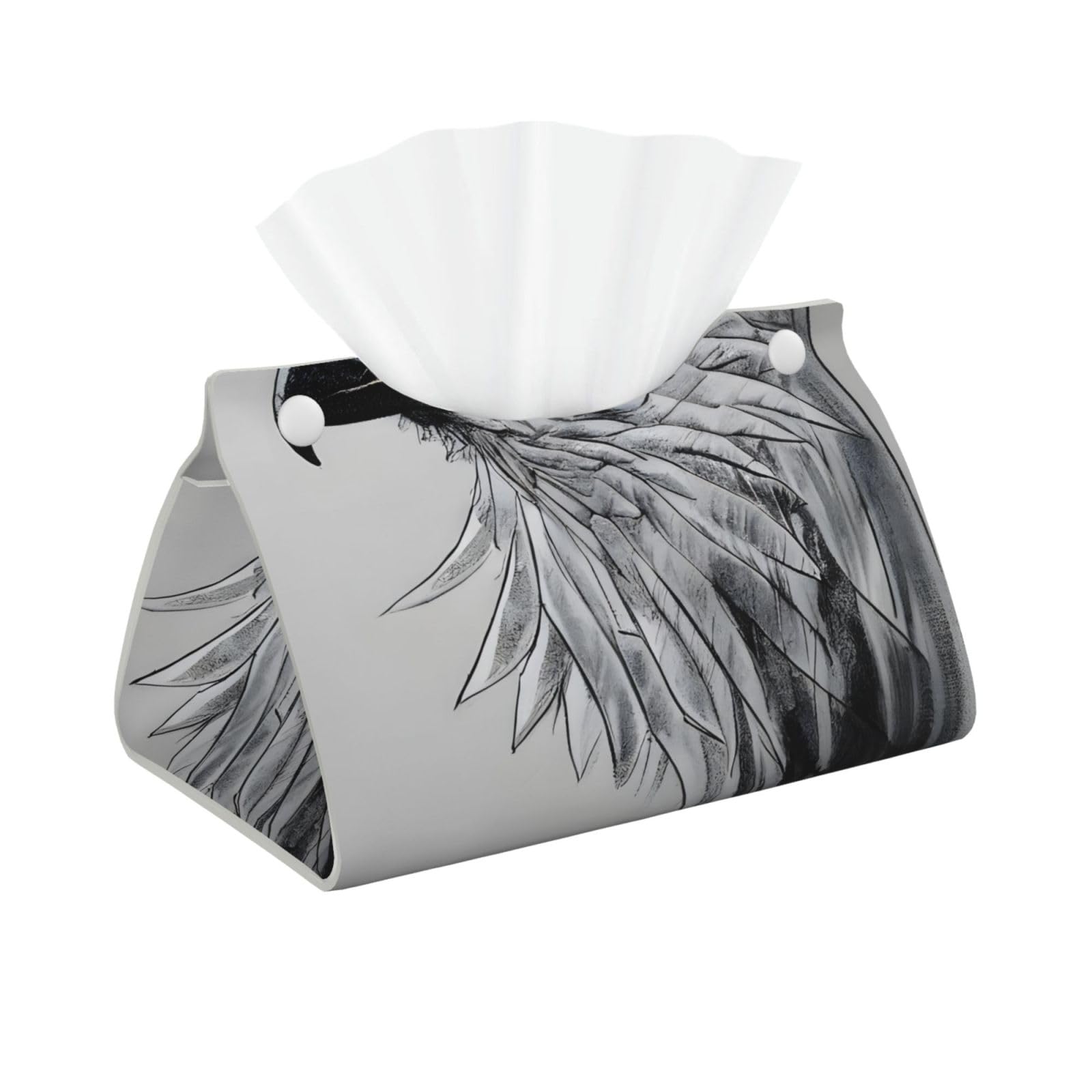Sketching an eagle Long Leather Tissue Box Cover-Waterproof PU Leather Tissue Holder for Bathroom, Decorative Rectangular Tissue Case