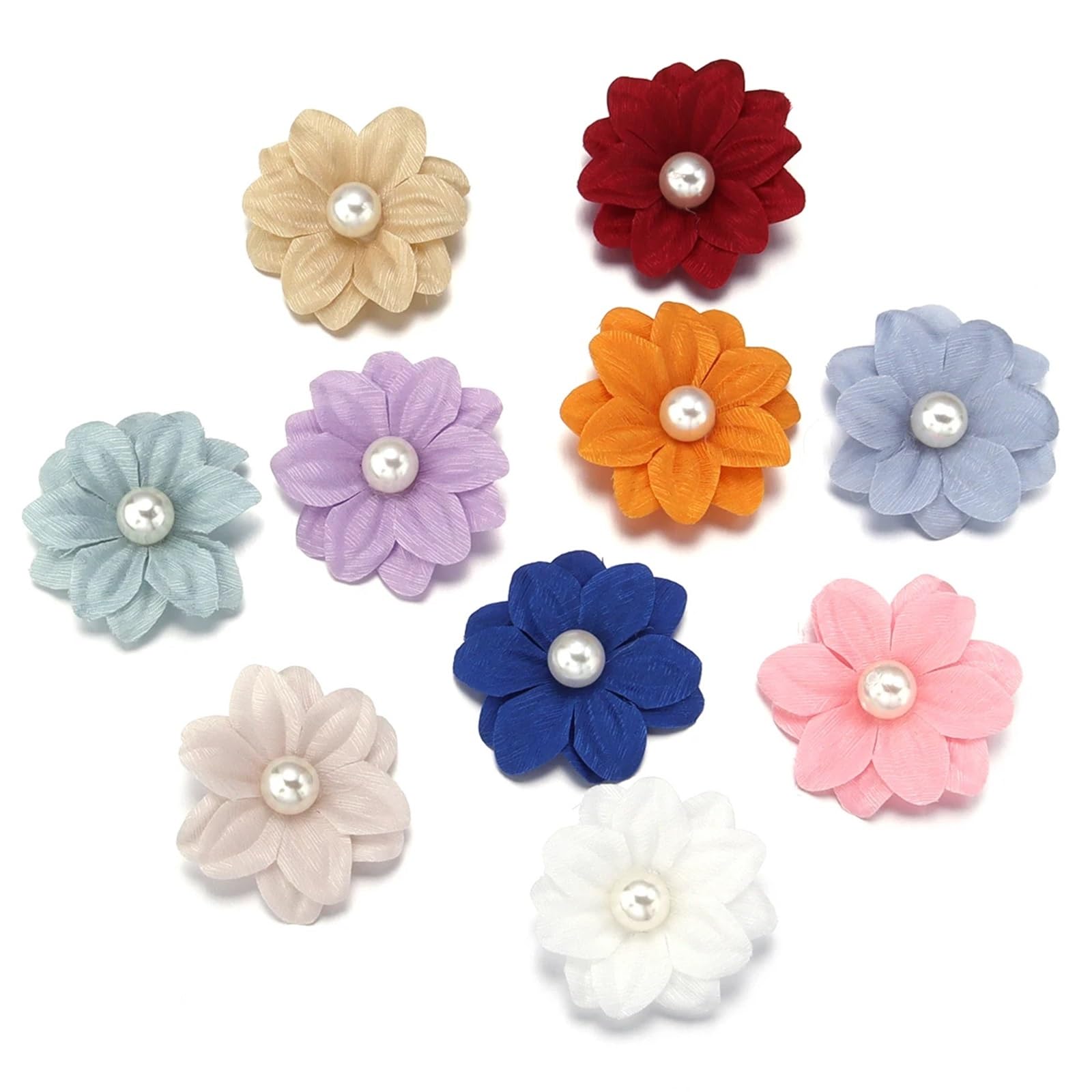 MDSRFGN Fabric Flowers 20Pcs Fabric Flowers Mini Colorful Flower Floral Applique Sew Patches For Clothes Hat Wedding Decor DIY Craft(Mixed)