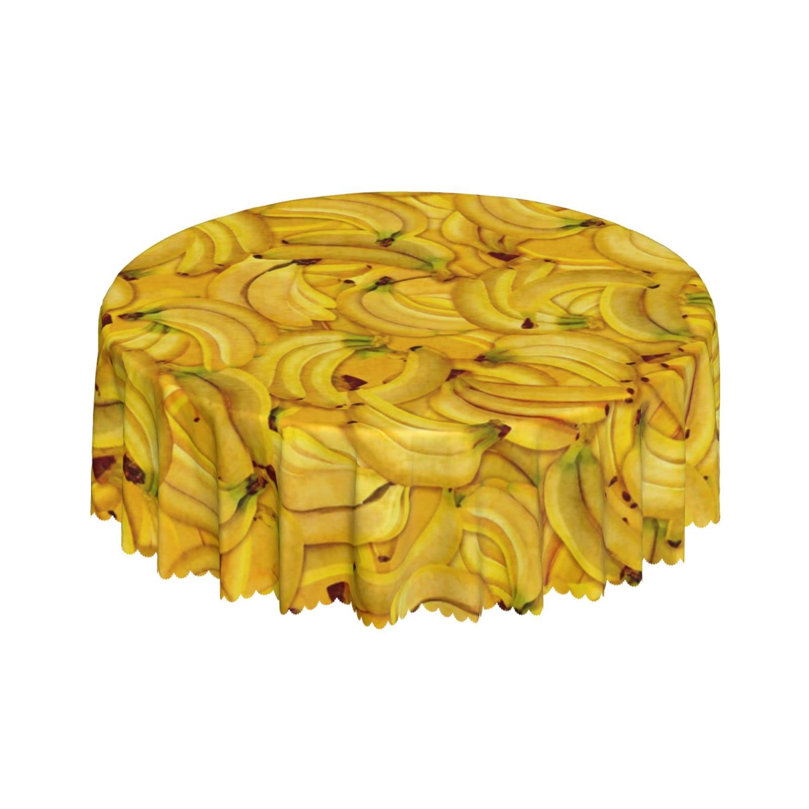Lsjuee Banana Yellow Round Tablecloth 60 Inch Printed Washable Tablecloth for Dining Party Holiday Fall Home Decorative