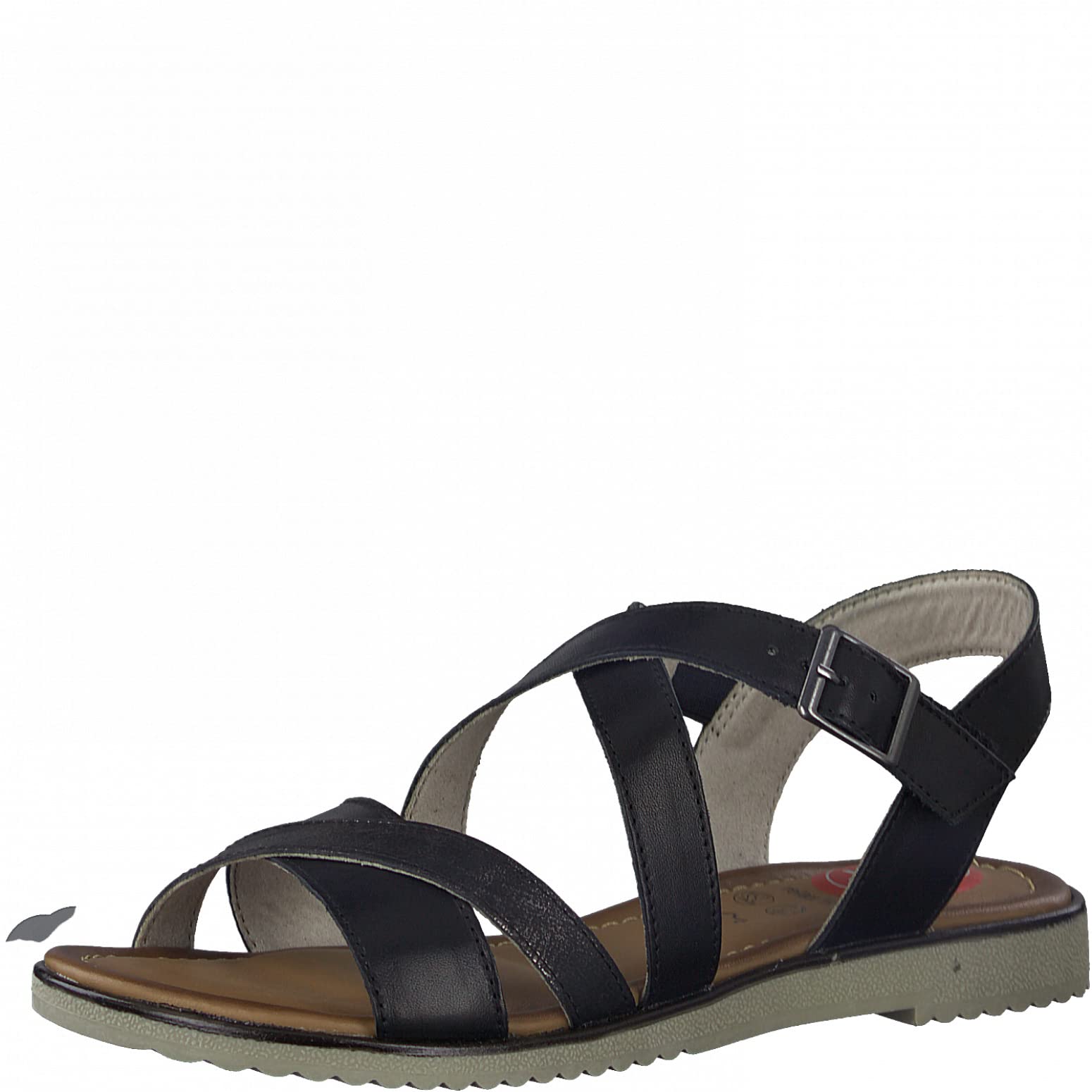 Jana 8-8-28115-28-1, Flat Sandal, Black,