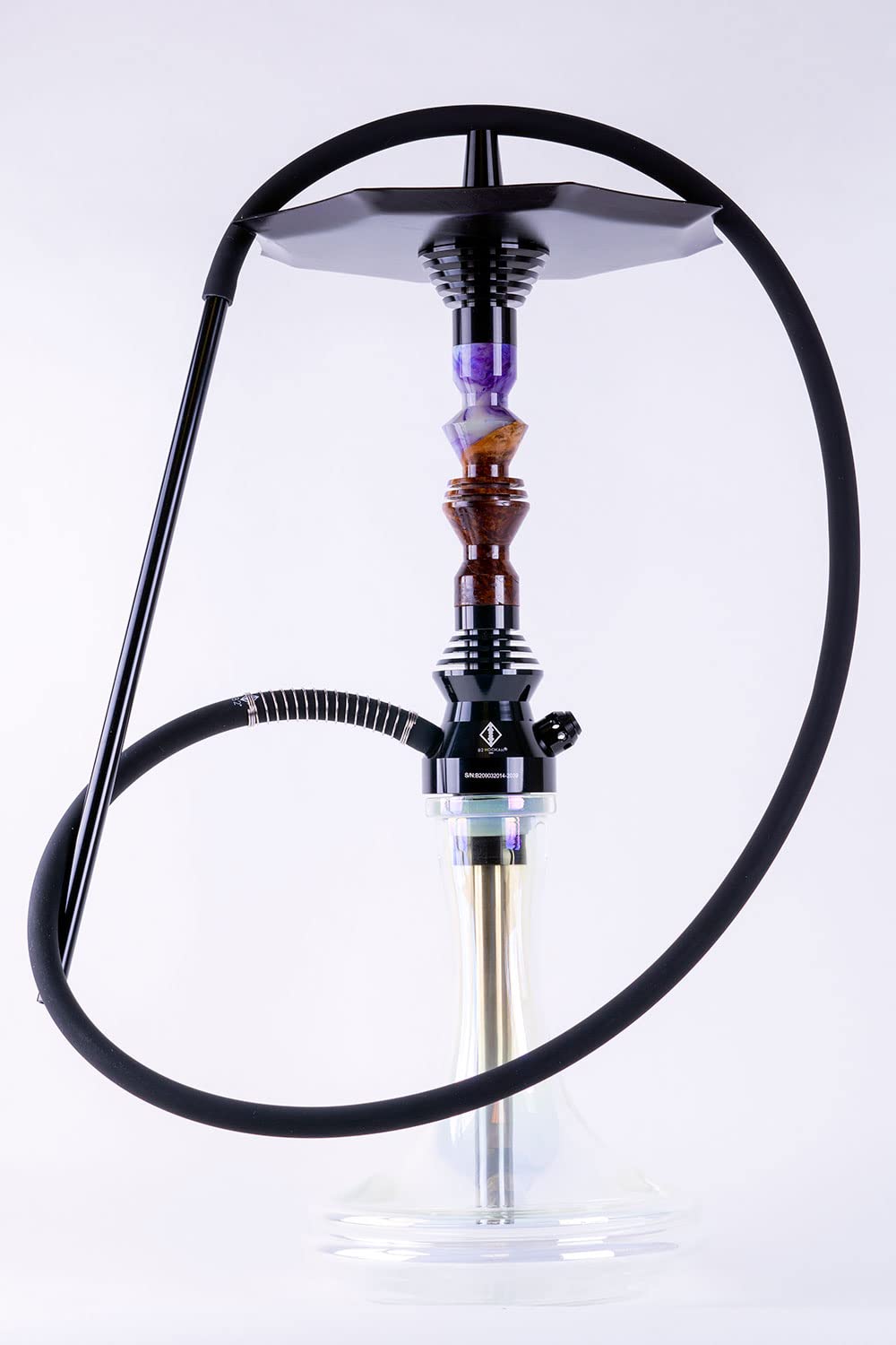 B2 Hookah Precious Cut Collection Purple Milk with Burl Wood INCLUDES MATCHING VASE