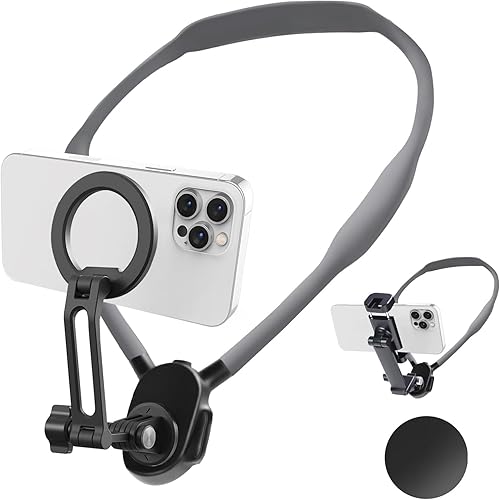 Soporte magnético para el cuello del teléfono móvil para grabación de video POVVlog (con soporte para teléfono) Soporte de cuello ajustable adecuado