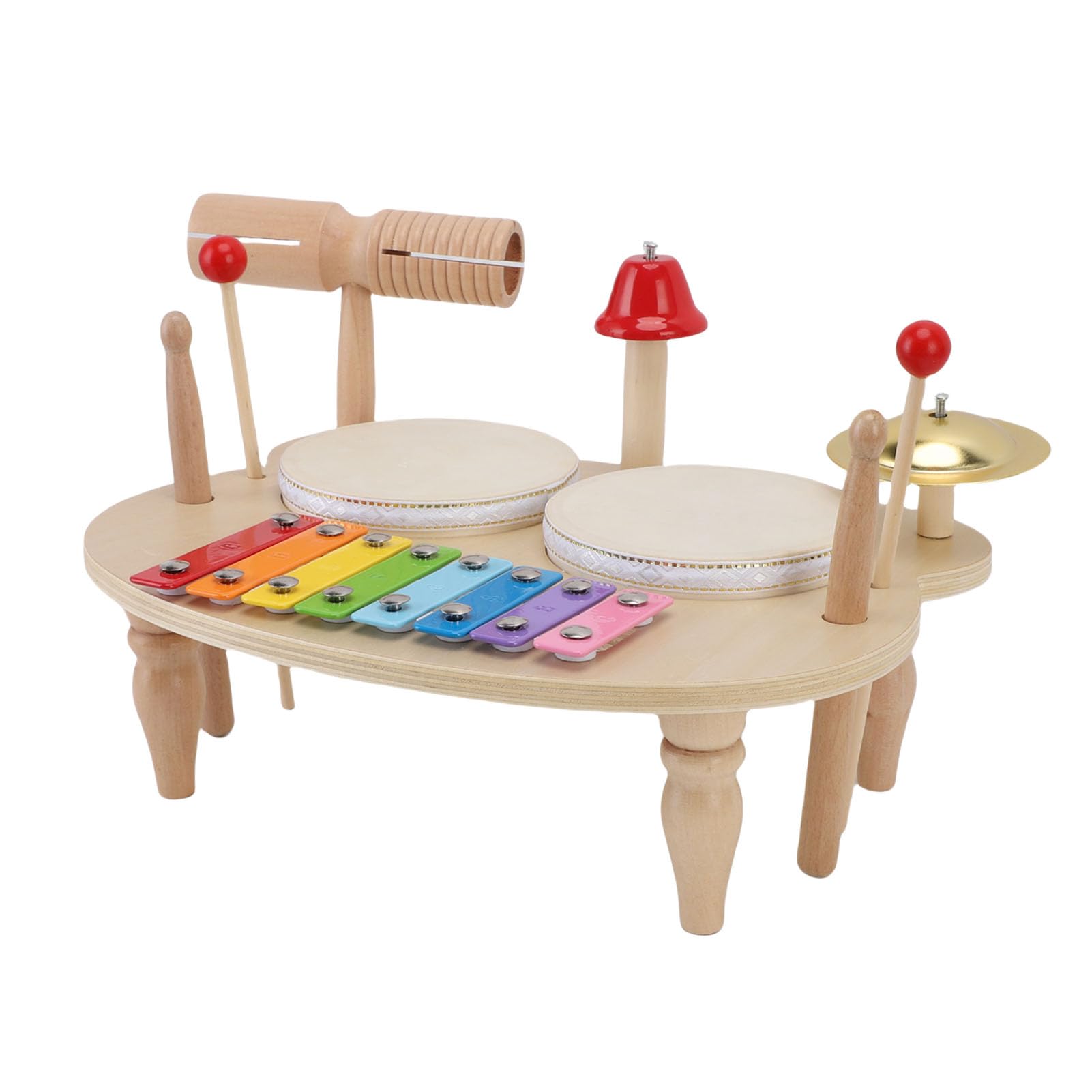 Generic Set di Batteria Educativa Giocattolo a Percussione Musicale in Legno per Bambini, Costruttore di abilità Cognitive per Ragazze, 13,2 X 10 X 8,3 Pollici