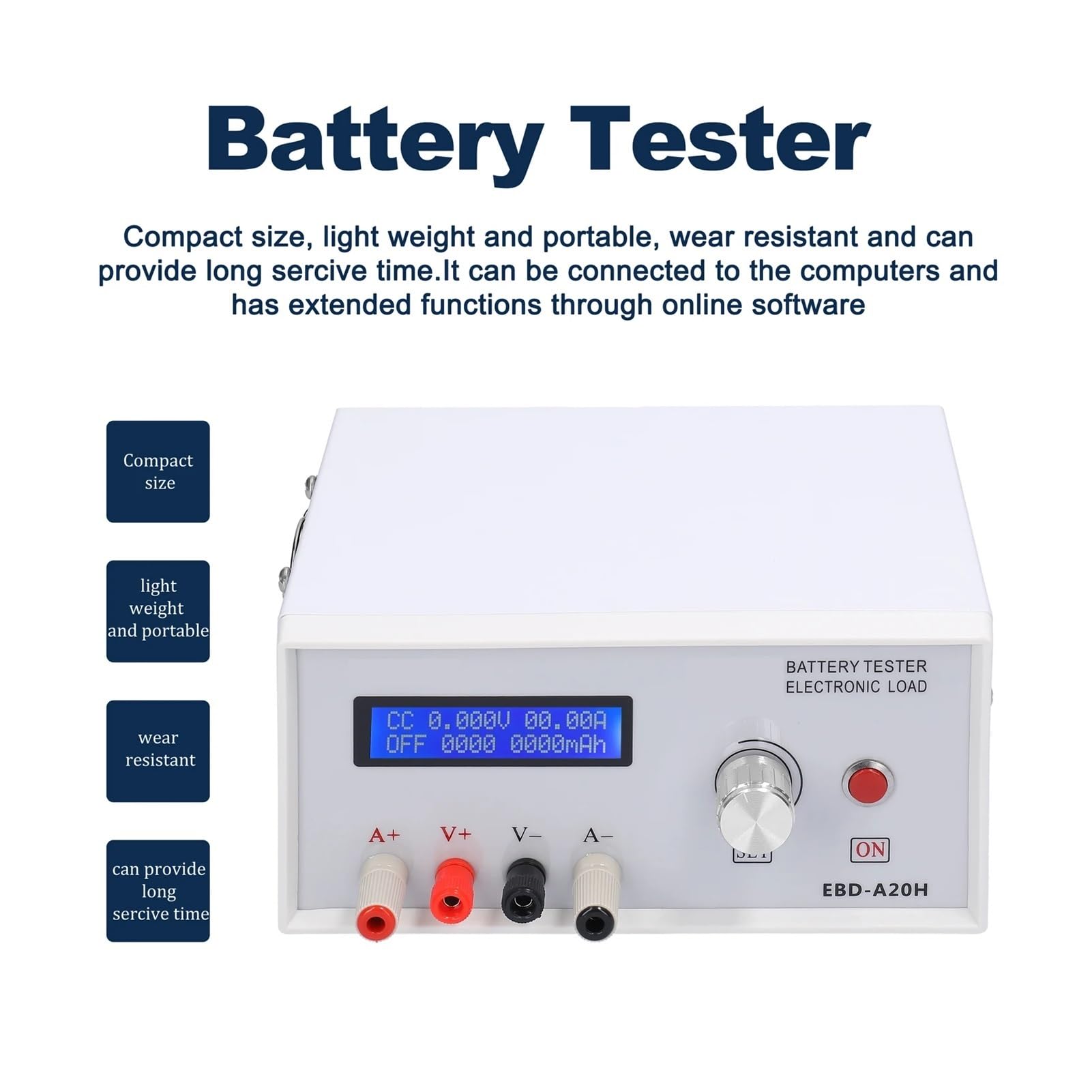 Tester batteria EBD-A20H, Tester capacità batteria 85W Ricarica 5A Scarica 20A
