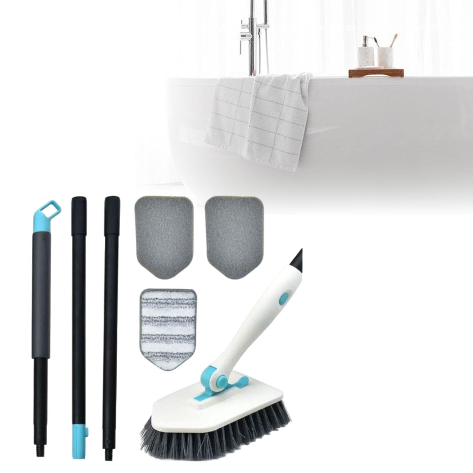 predolo 4 Stück Duschreinigungsbürste mit Abnehmbarem Kopf Badewannenschrubber Fliesenbürste Pad Bürstenset aus Schwamm für Badezimmer Küche, Weiß