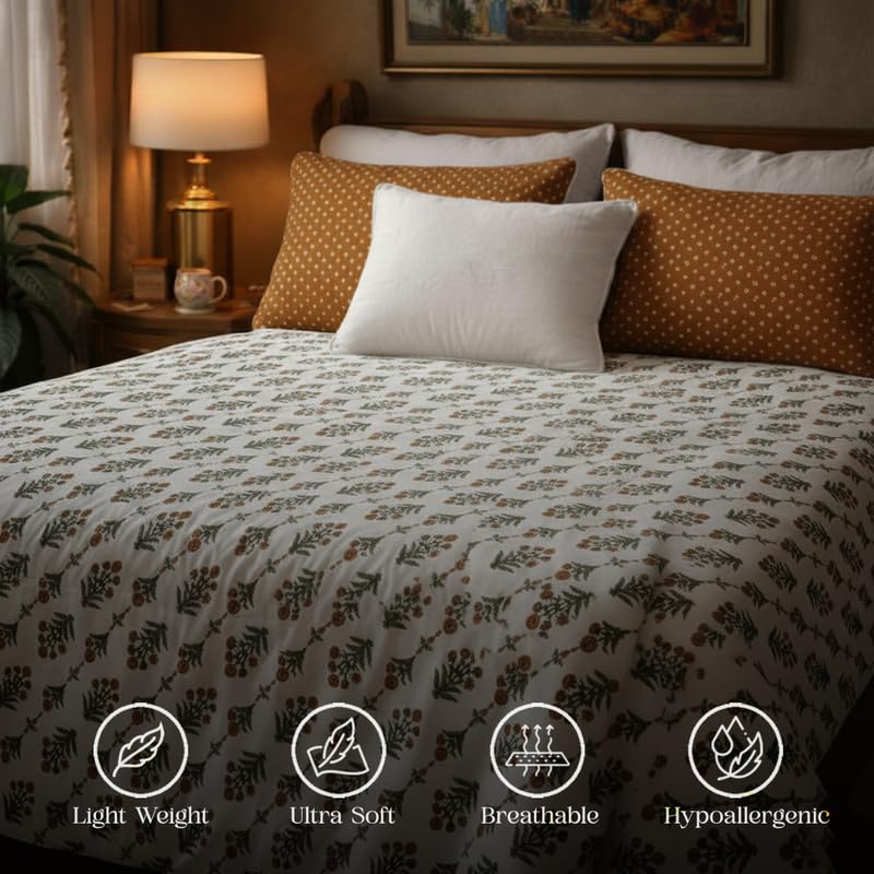 Image of Utopia Bedding Blended Cotton Bedsheet for Double Bed with 2 Pillow Covers | Floral Print Double Bed Bedsheet | 274CM x 228CM