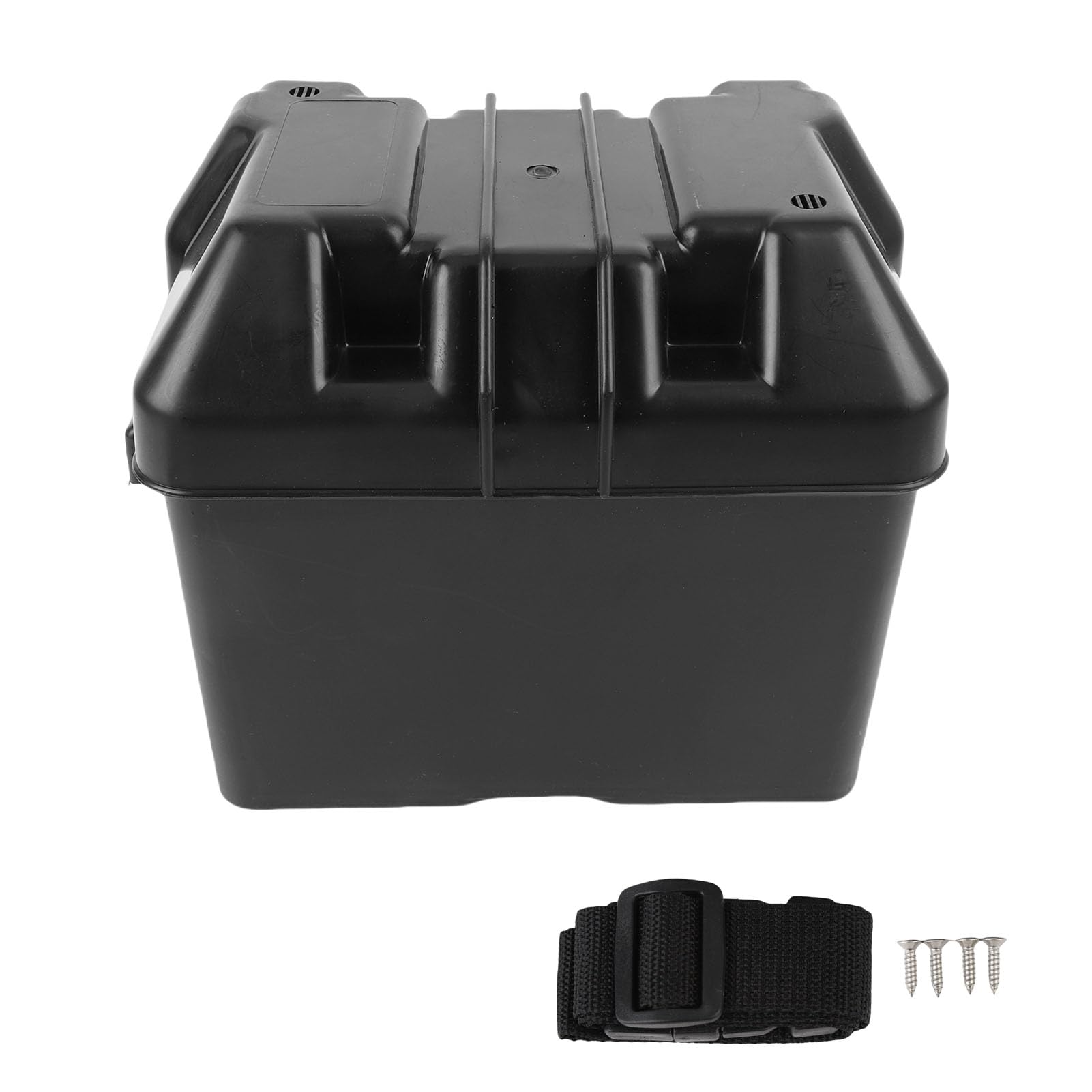 RV Box Batteria, Custodia per Batteria 12 V per Auto, Yacht, Rimorchi con Cinghie e Hardware, Ideali per Batterie <275x185x195 Mm, Materiale ABS, Facile Installazione