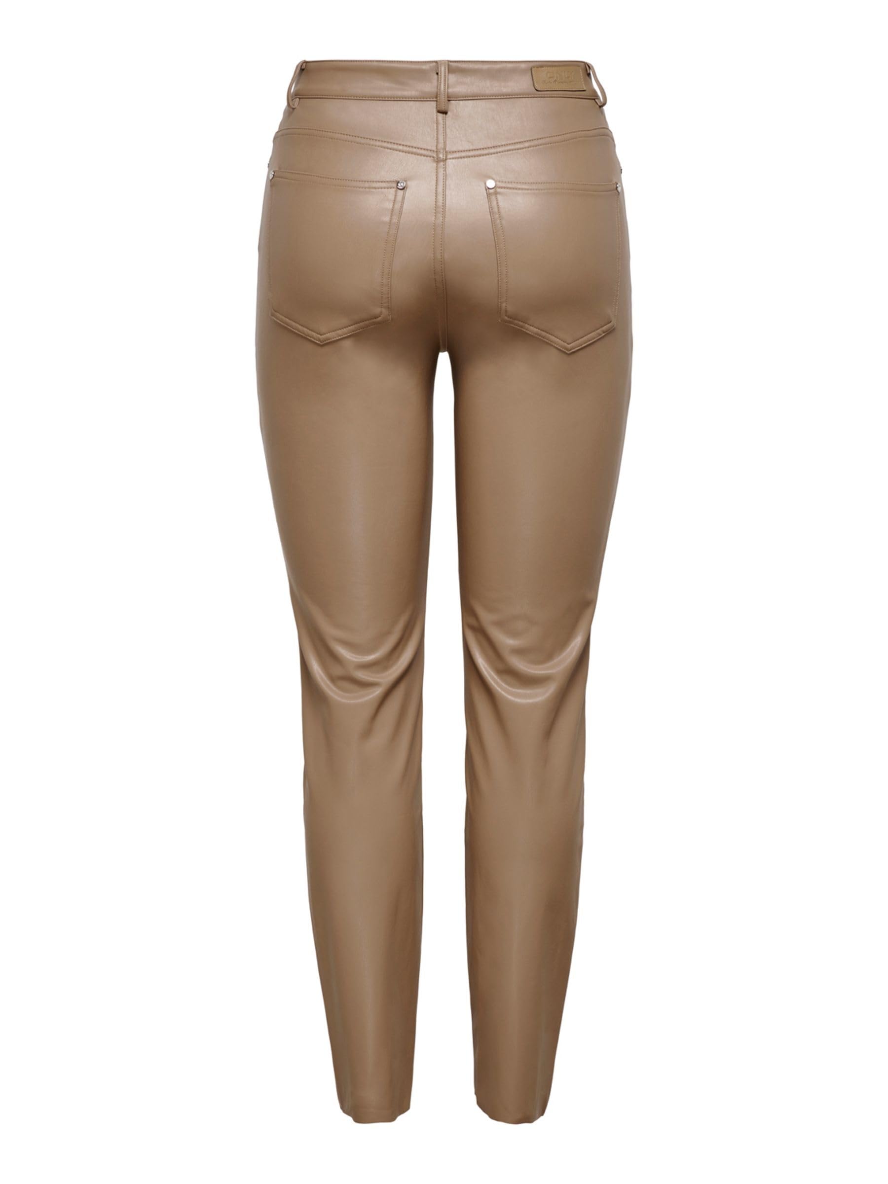 ONLY Onlemily Hw St Ank Faux Cuir PNT Noos Pantalons Femme