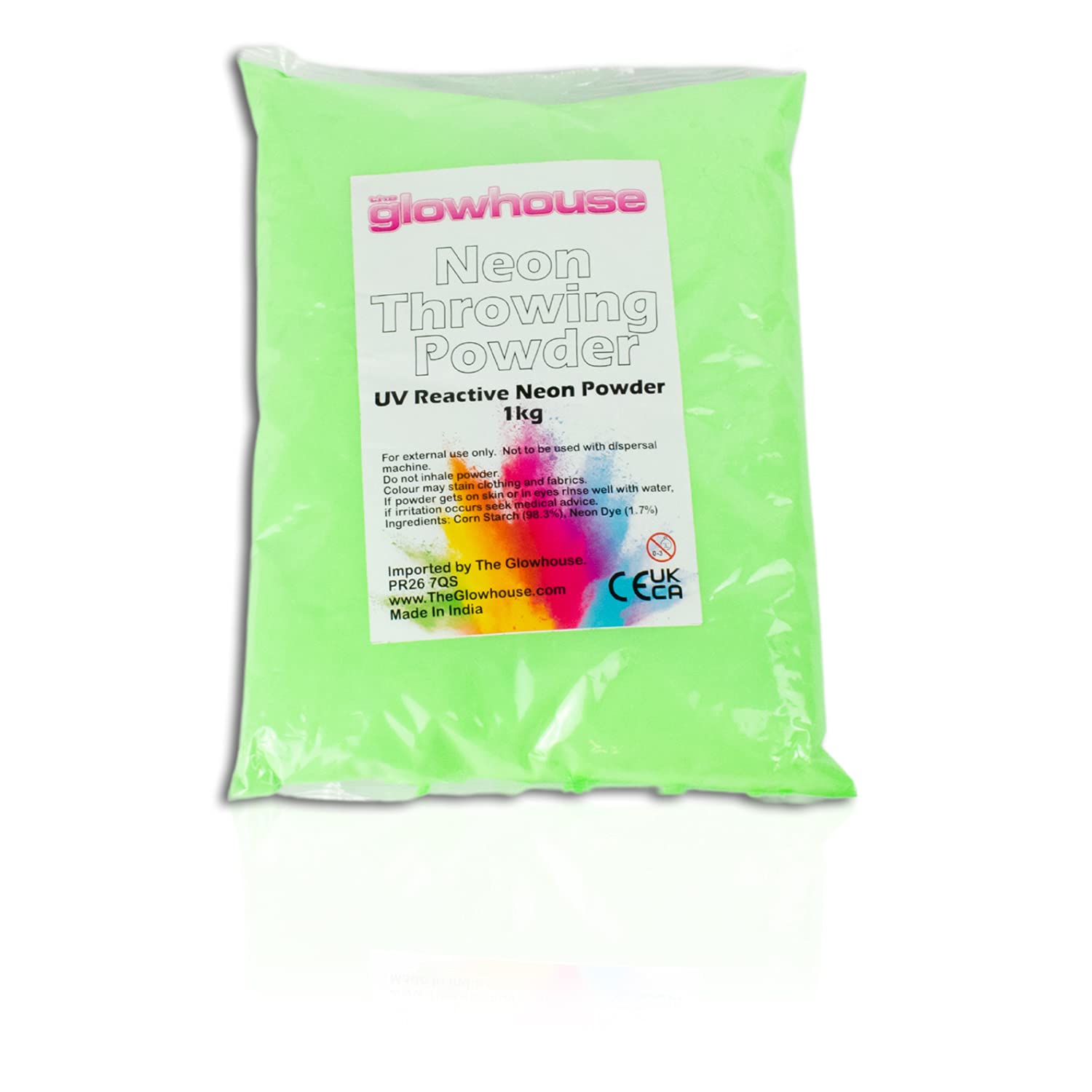 The Glowhouse - Polvere UV neon Holi da 1 kg, colore: Verde